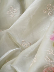 Katan Pista Green Glass Tissue Manoranjitham Weaves - Handloom Store