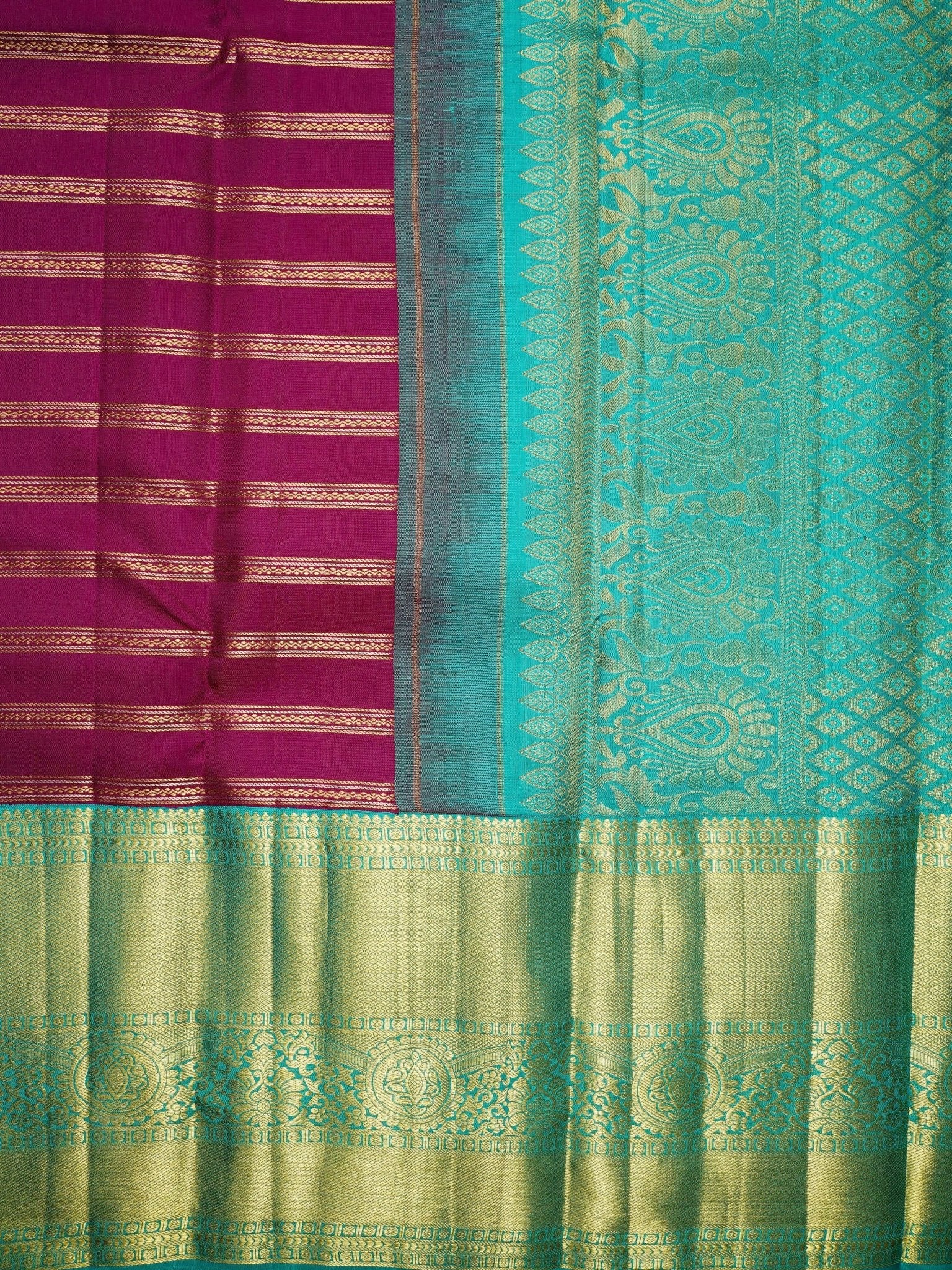 Kanchipuram Silk Dark Pink 100% Pure Silk  Manoranjitham Weaves - Handloom Store