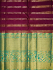 Kanchipuram Silk Dark Pink 100% Pure Silk  Manoranjitham Weaves - Handloom Store