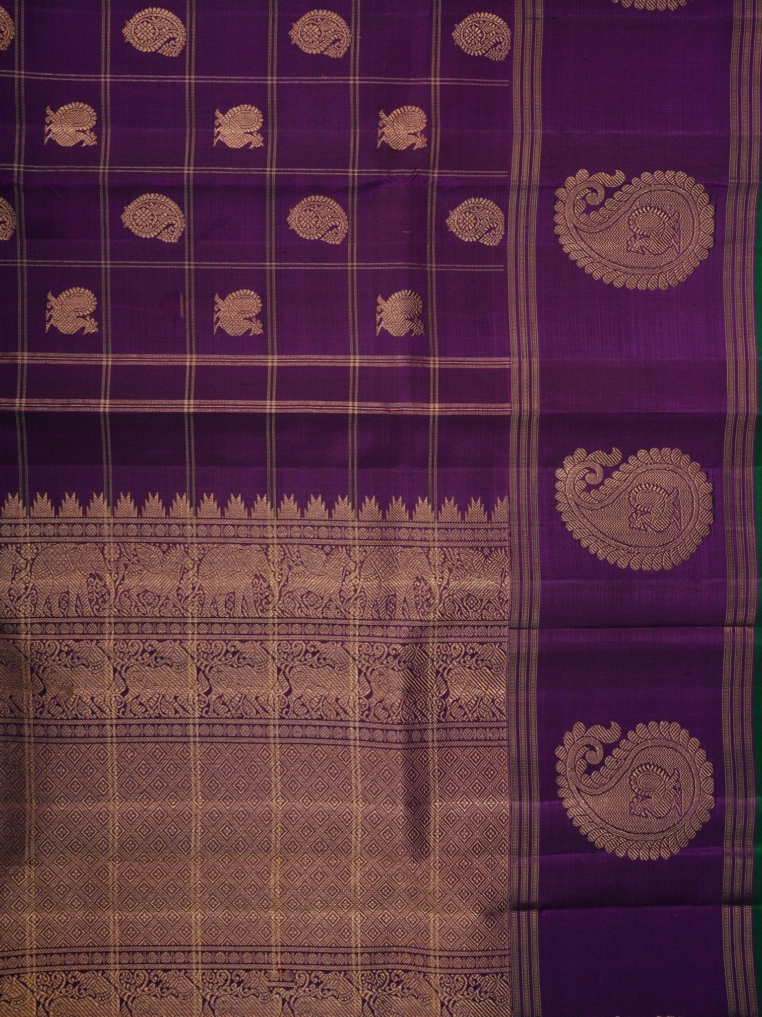 Kanchipuram Silk Magenta Pink 100% Pure Silk  - Manoranjitham Weaves - Handloom Store