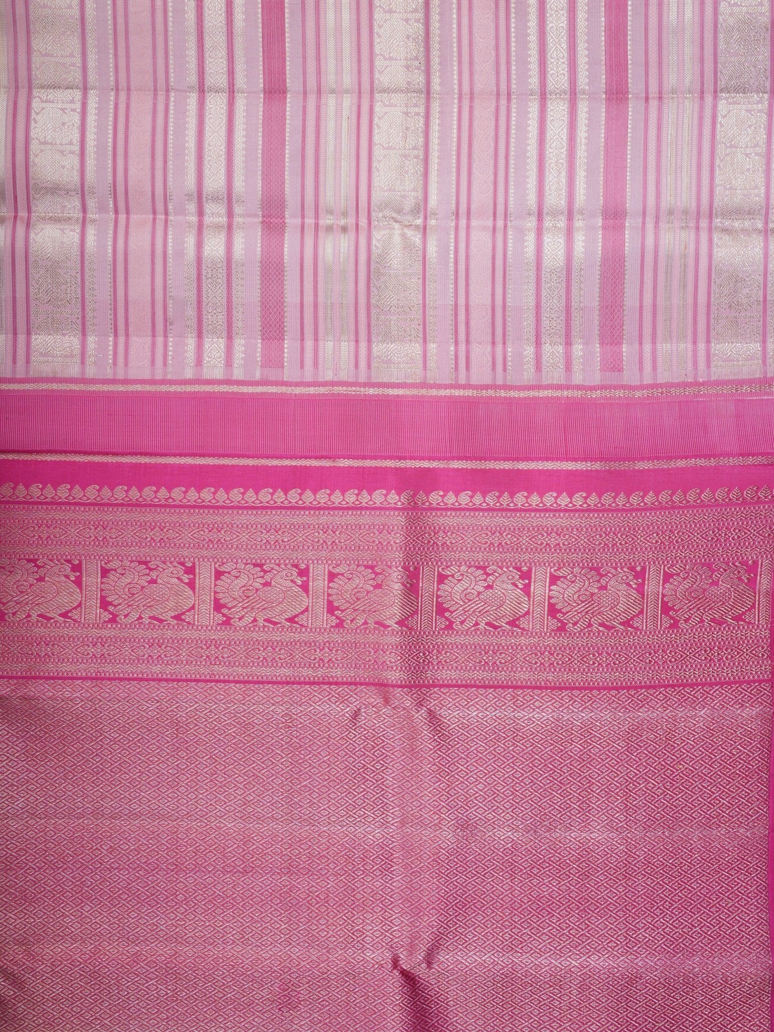Kanchipuram Silk Pink 100% Pure Silk  - Manoranjitham Weaves - Handloom Store
