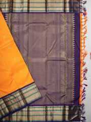 Kanchipuram Silk Orange 100% Pure Silk  Manoranjitham Weaves - Handloom Store