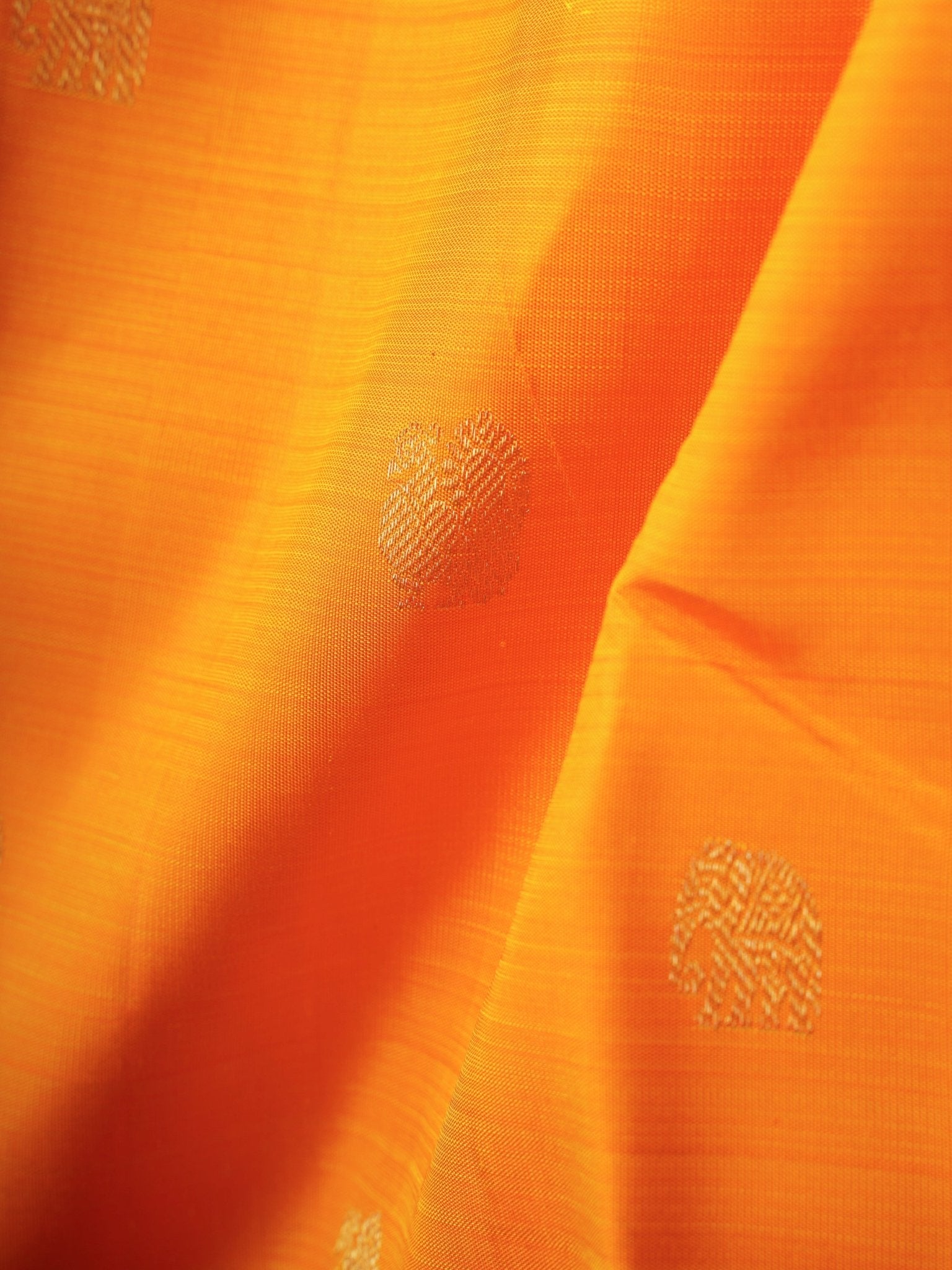 Kanchipuram Silk Orange 100% Pure Silk  Manoranjitham Weaves - Handloom Store