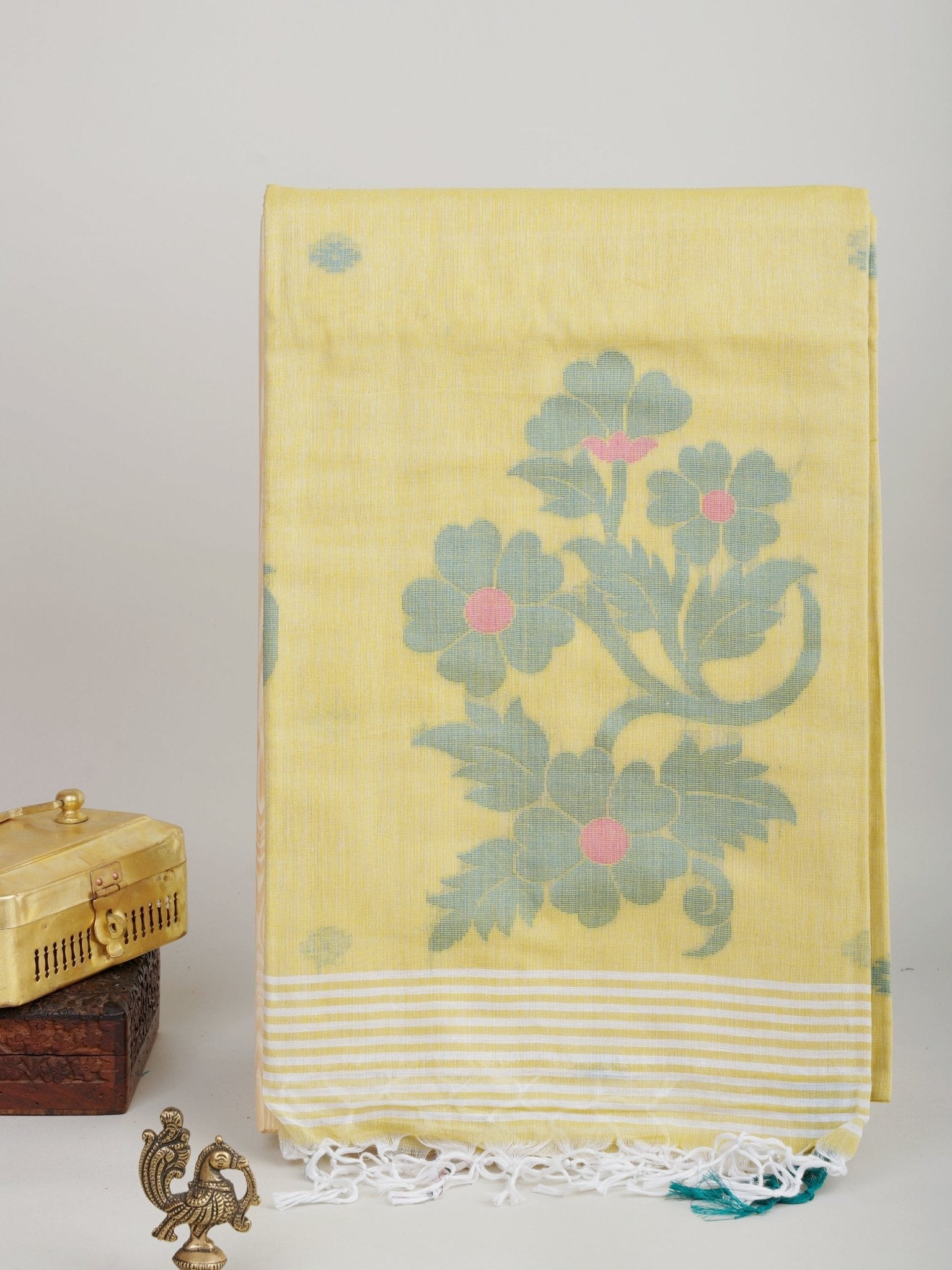 Cotton Yellow  100% Pure Cotton Manoranjitham Weaves - Handloom Store