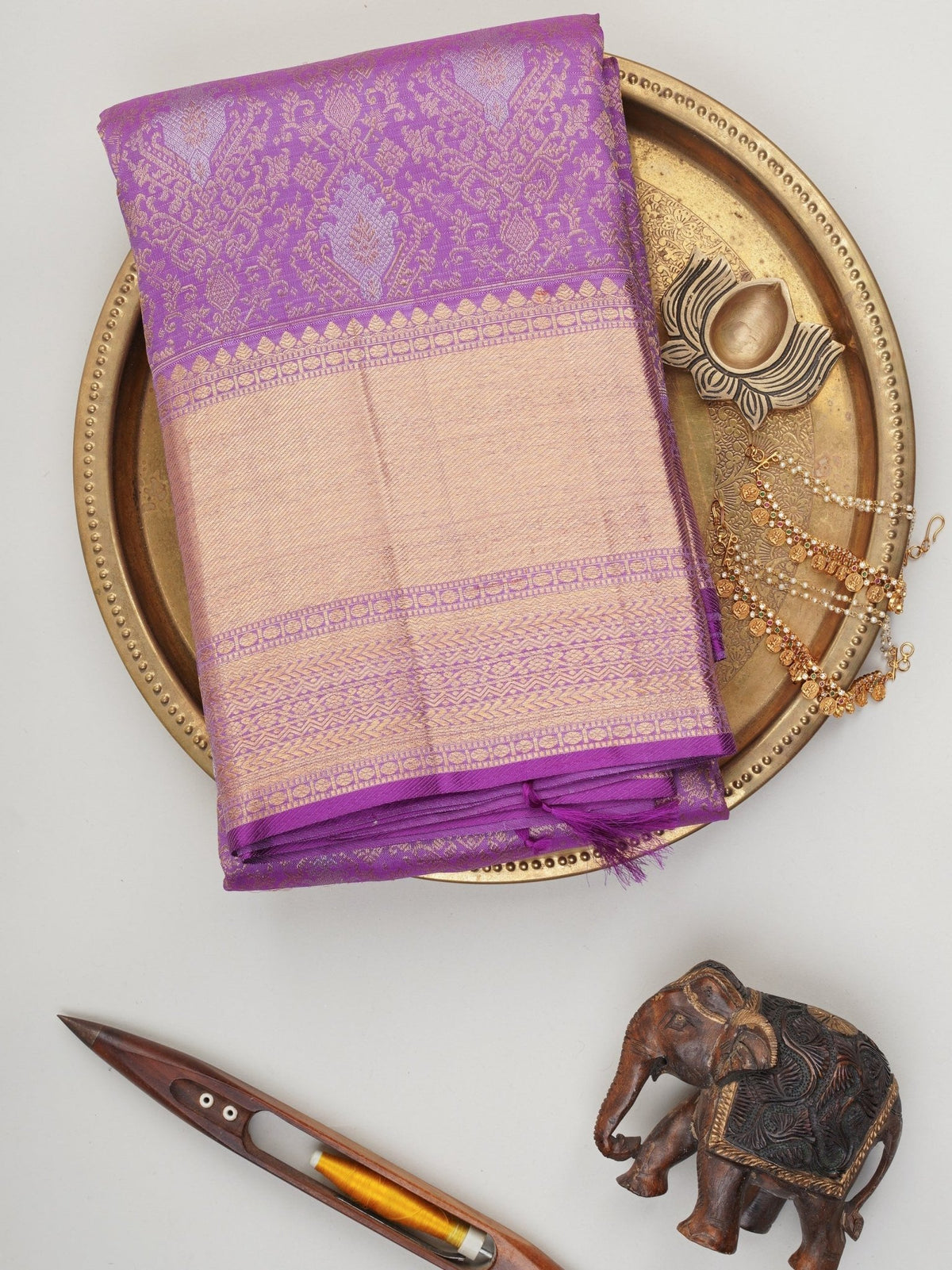 Kanchipuram Silk Violet 100% Pure Silk  Manoranjitham Weaves - Handloom Store