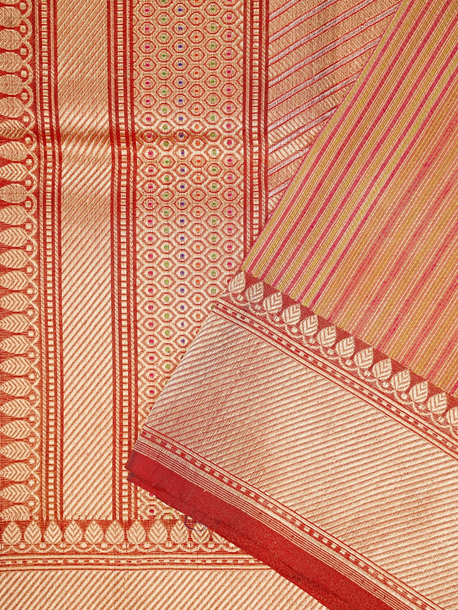 Katan Onion Peach 100% Pure Katan Silk Manoranjitham Weaves - Handloom Store