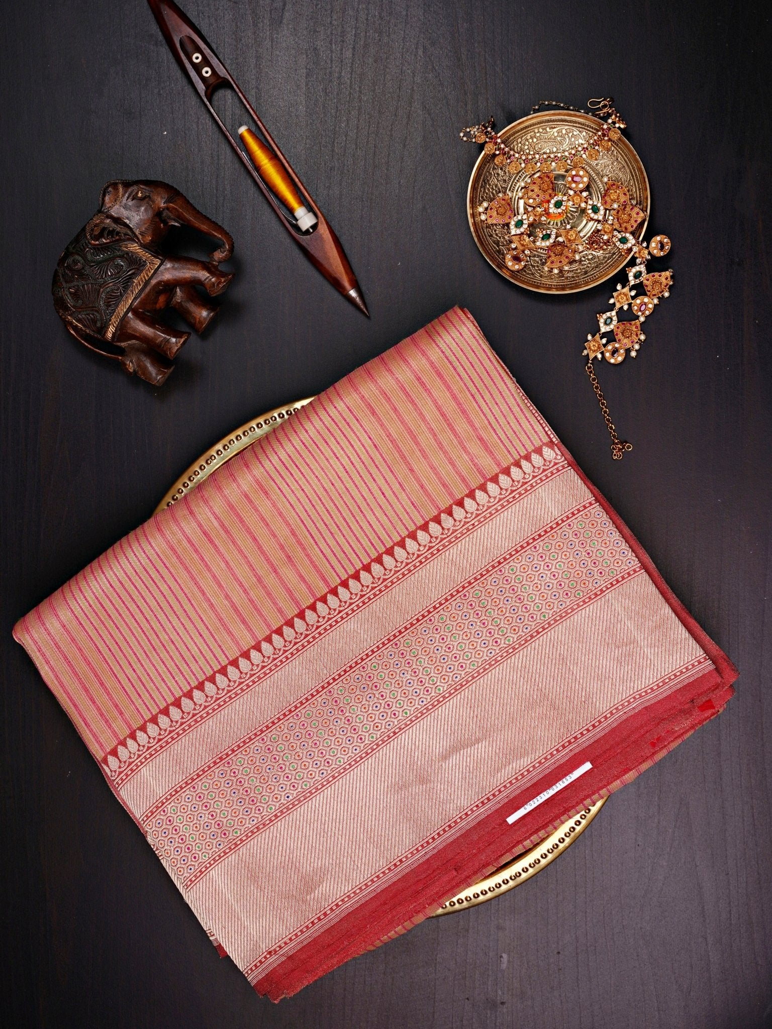 Katan Onion Peach 100% Pure Katan Silk Manoranjitham Weaves - Handloom Store