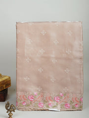 Katan Beige Glass Tissue Manoranjitham Weaves - Handloom Store