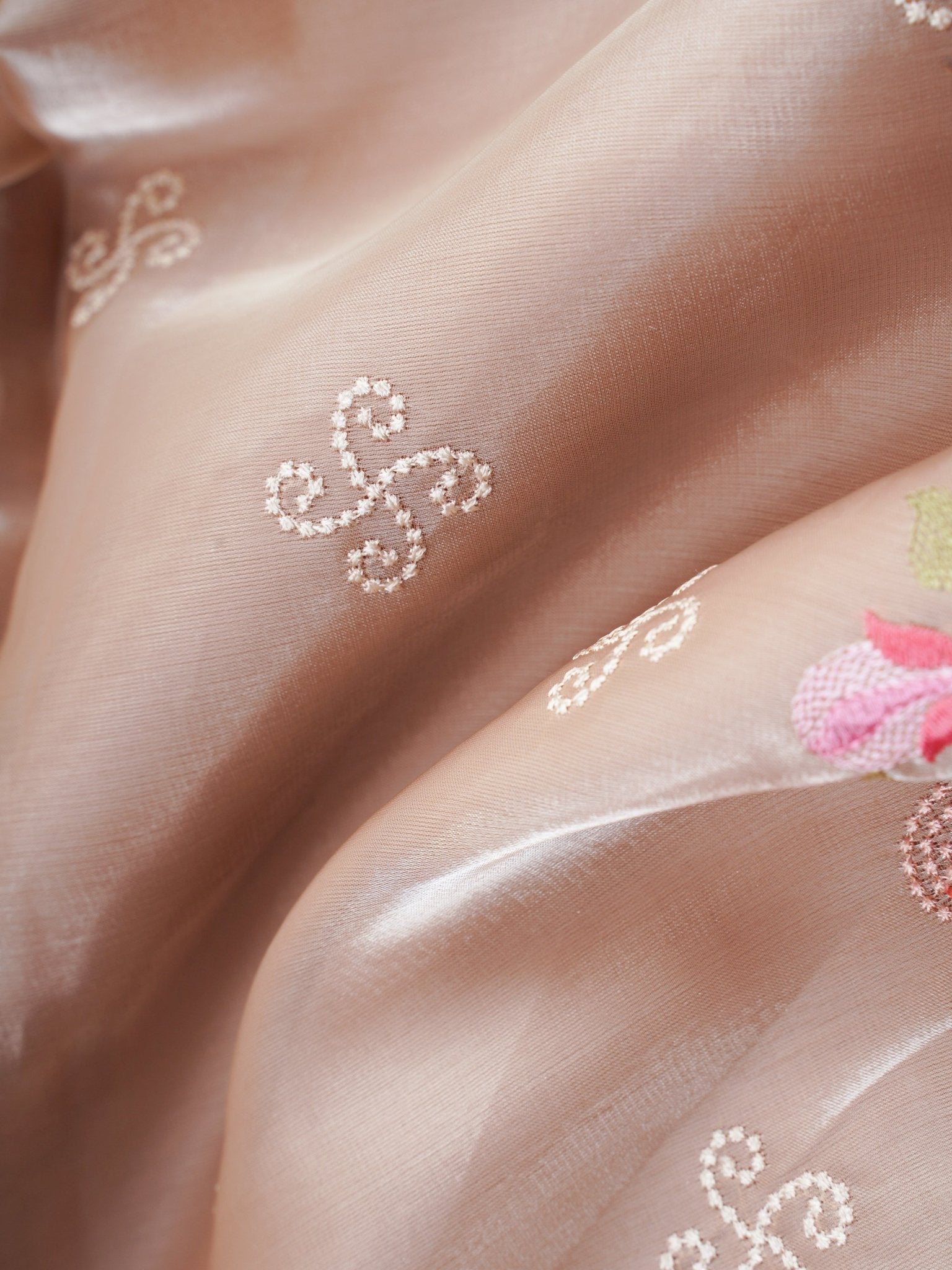 Katan Beige Glass Tissue Manoranjitham Weaves - Handloom Store
