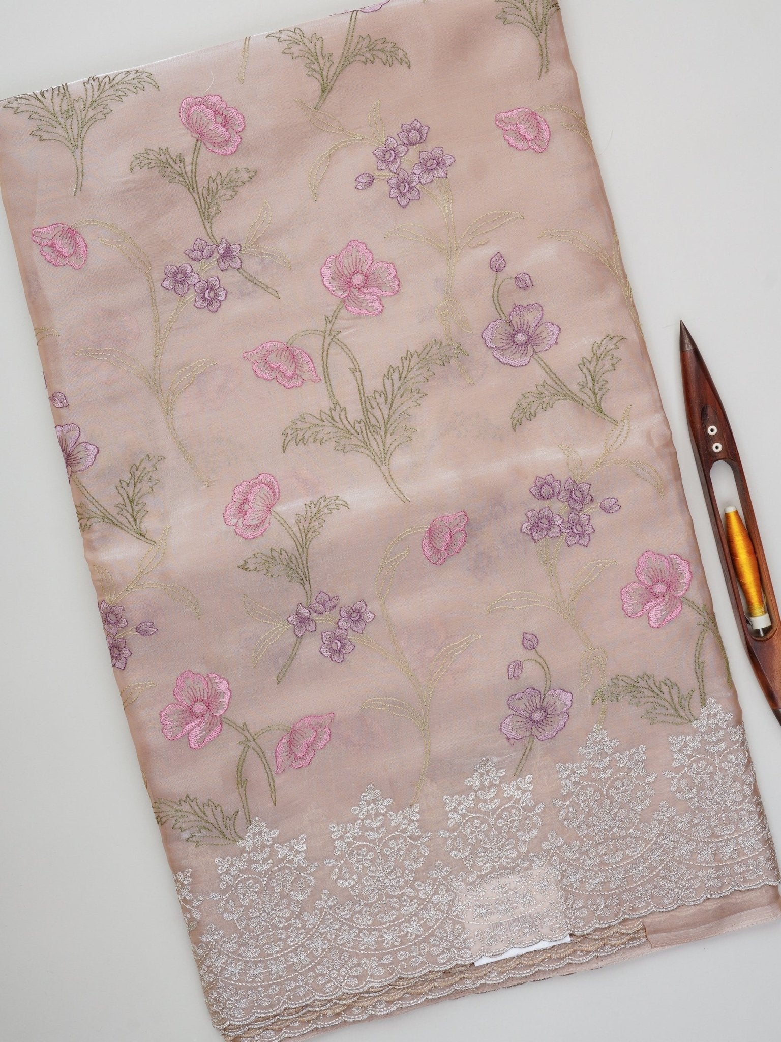 Katan Tan Glass Tissue Manoranjitham Weaves - Handloom Store
