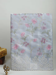 Katan Grey Glass Tissue Manoranjitham Weaves - Handloom Store