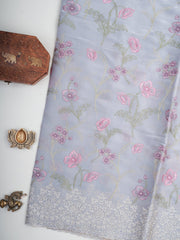Katan Grey Glass Tissue Manoranjitham Weaves - Handloom Store