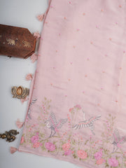 Katan Peach Glass Tissue Manoranjitham Weaves - Handloom Store