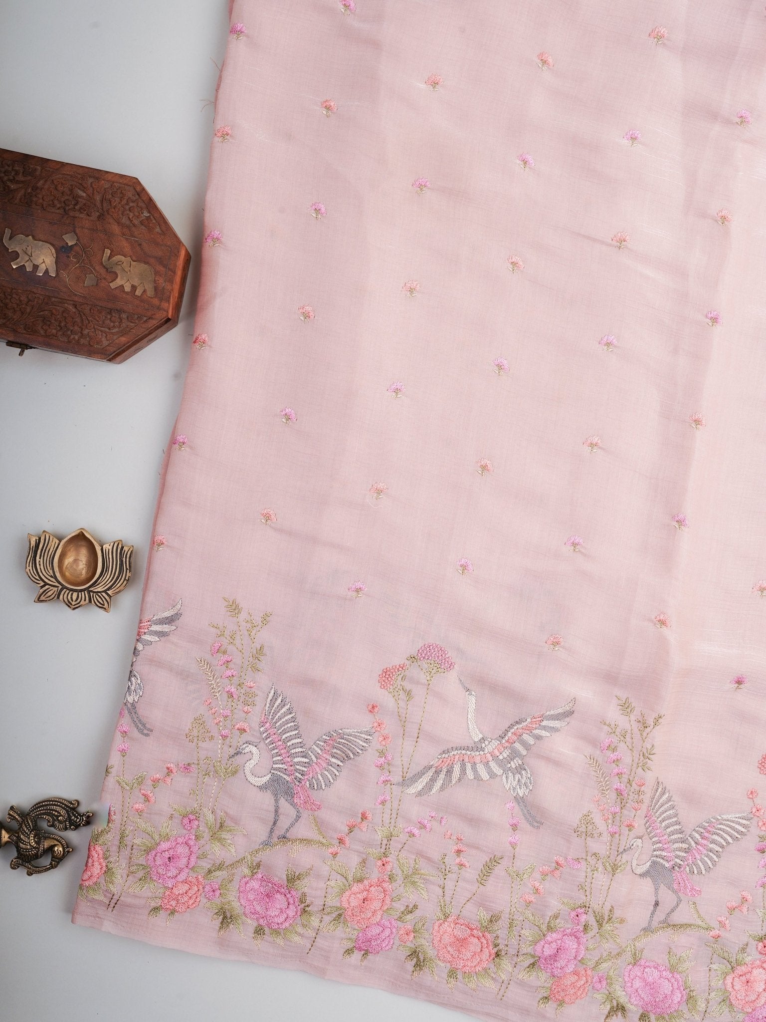 Katan Peach Glass Tissue Manoranjitham Weaves - Handloom Store