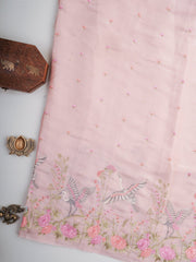 Katan Peach Glass Tissue Manoranjitham Weaves - Handloom Store