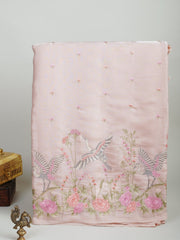 Katan Peach Glass Tissue Manoranjitham Weaves - Handloom Store