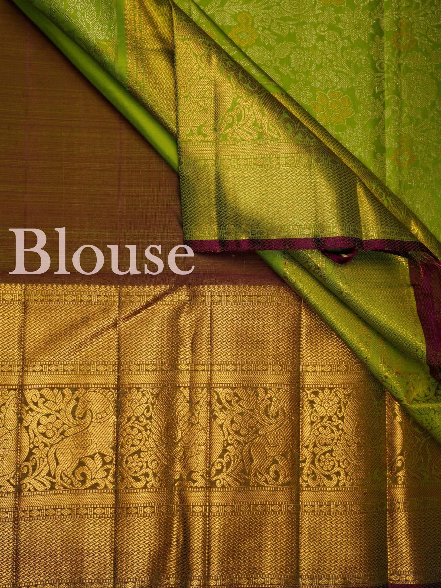 Kanchipuram Silk Green  100% Pure Silk  Manoranjitham Weaves - Handloom Store