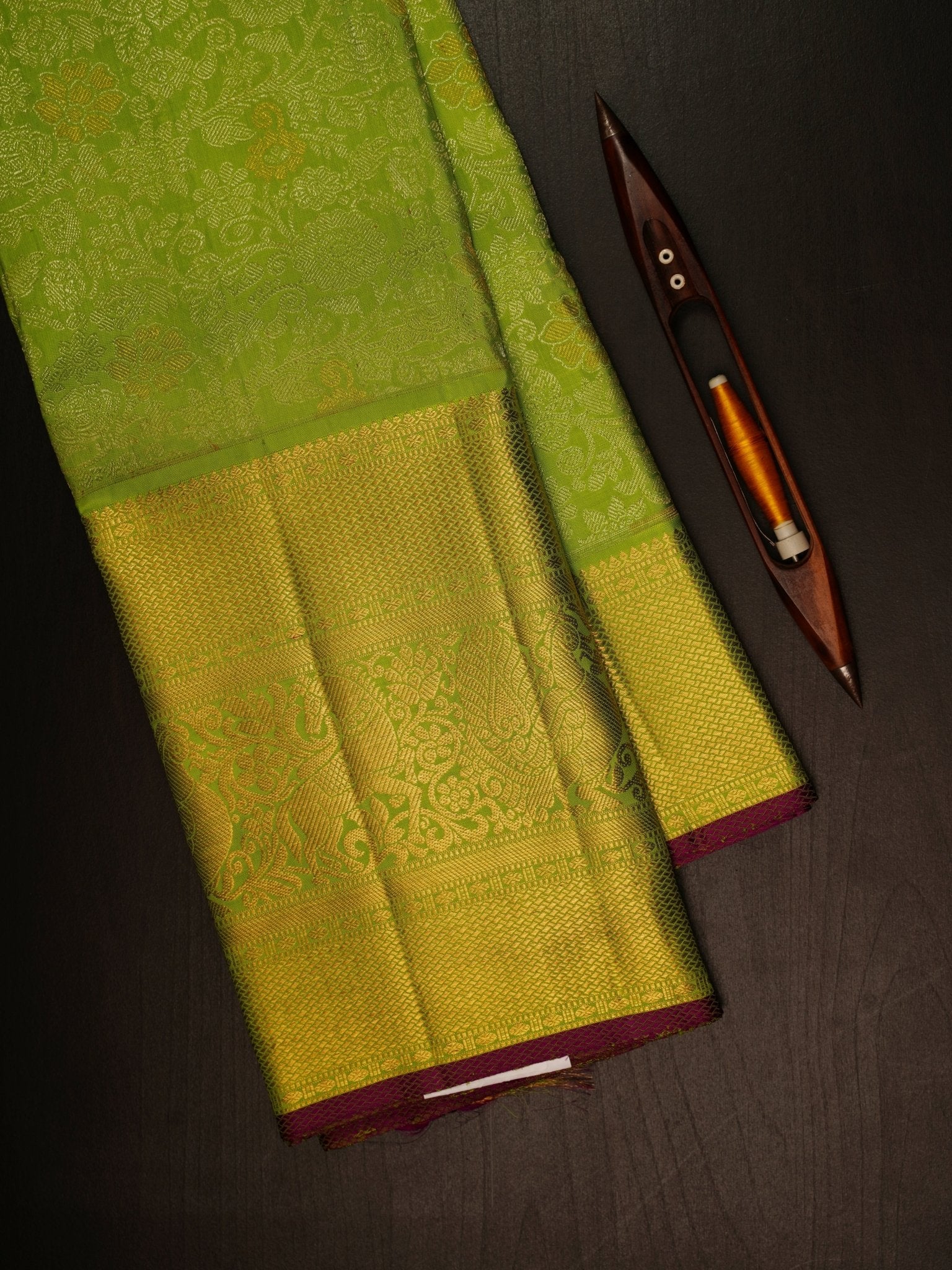 Kanchipuram Silk Green  100% Pure Silk  Manoranjitham Weaves - Handloom Store
