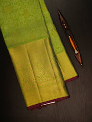 Kanchipuram Silk Green  100% Pure Silk  Manoranjitham Weaves - Handloom Store