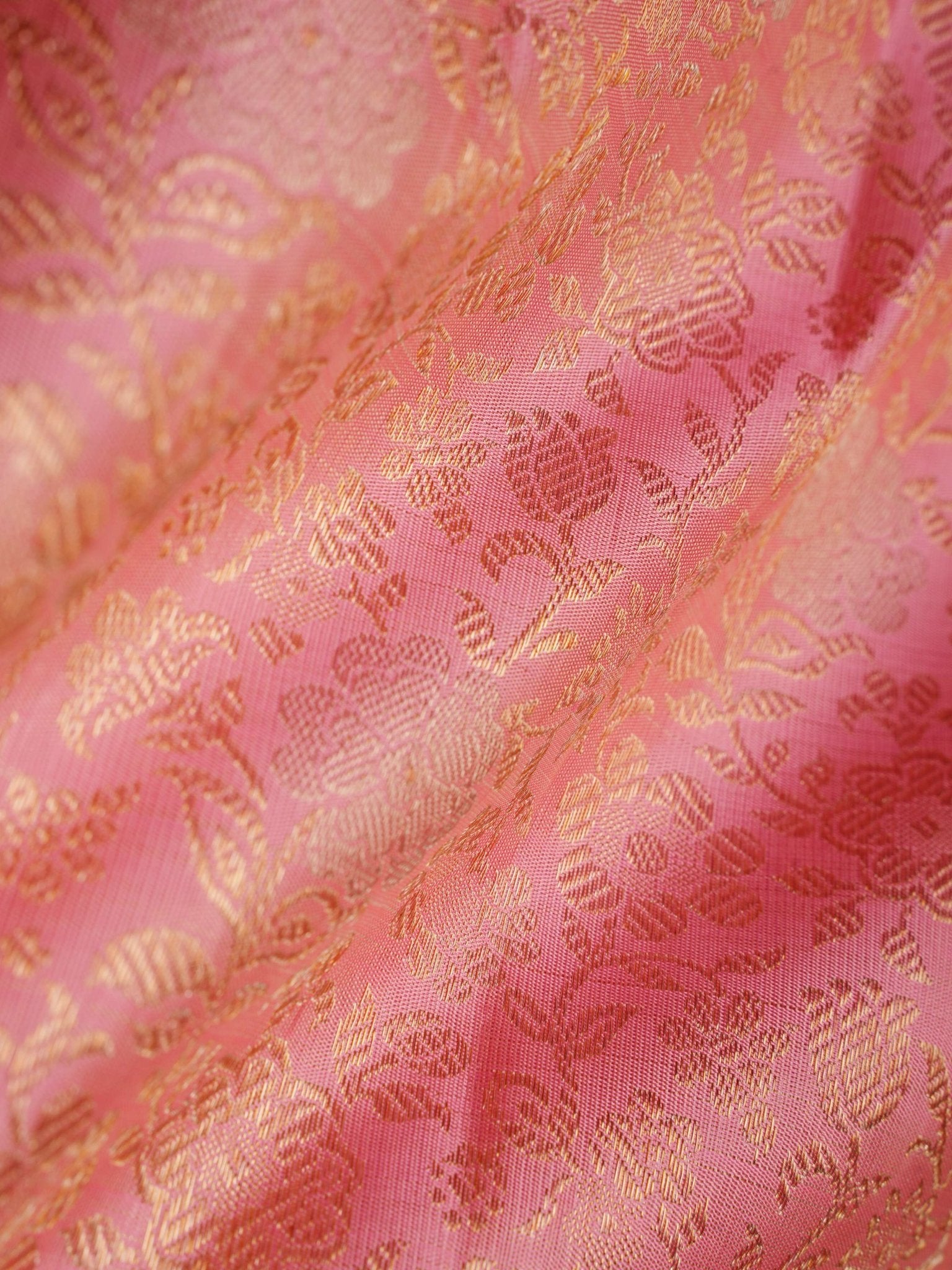 Kanchipuram Silk Pink 100% Pure Silk  Manoranjitham Weaves - Handloom Store