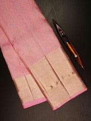 Kanchipuram Silk Pink 100% Pure Silk  Manoranjitham Weaves - Handloom Store