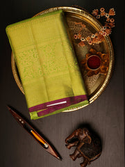 Kanchipuram Silk Green  100% Pure Silk  Manoranjitham Weaves - Handloom Store