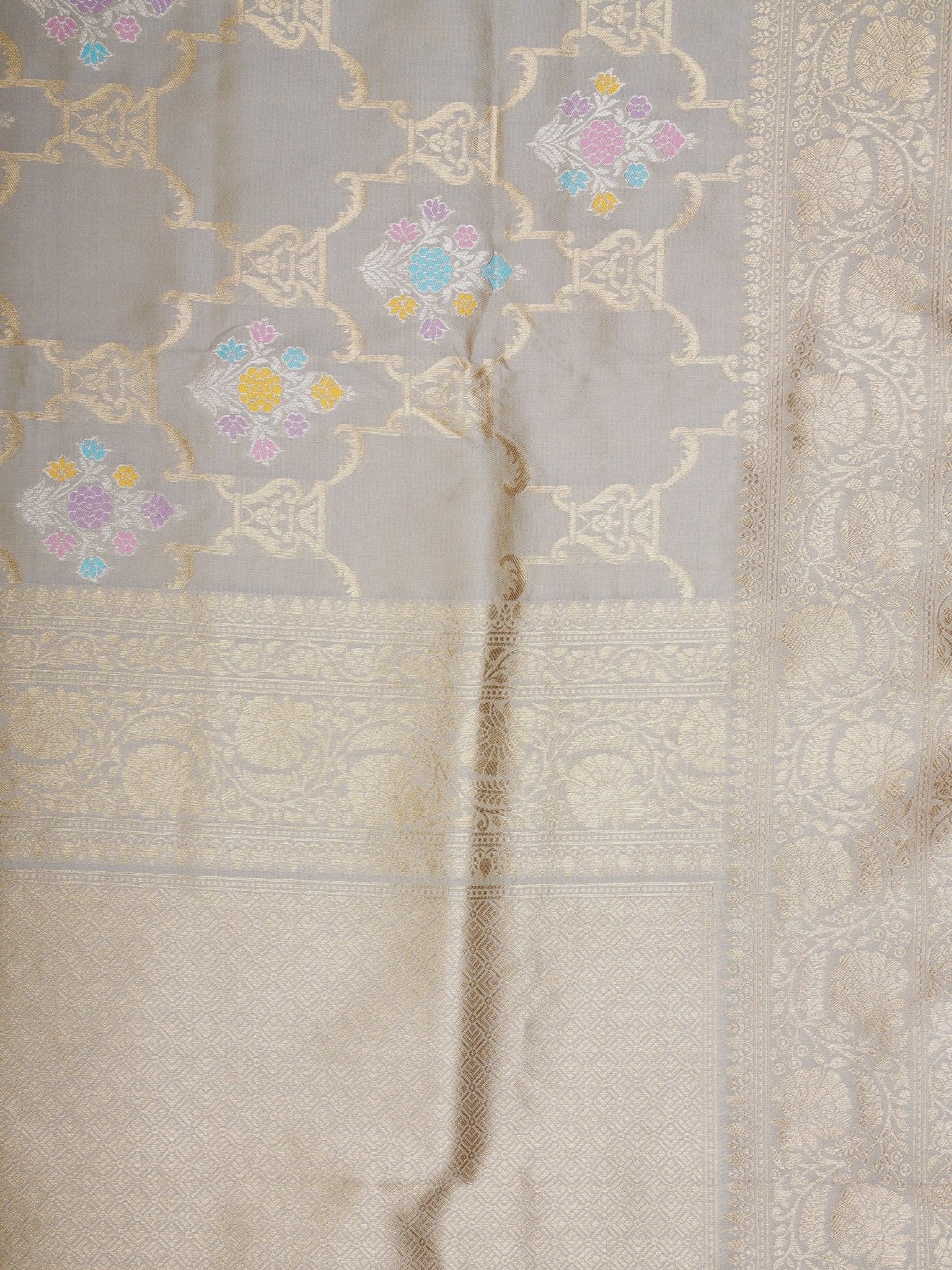 Katan Grey Katan Semi Silk - Manoranjitham Weaves - Handloom Store