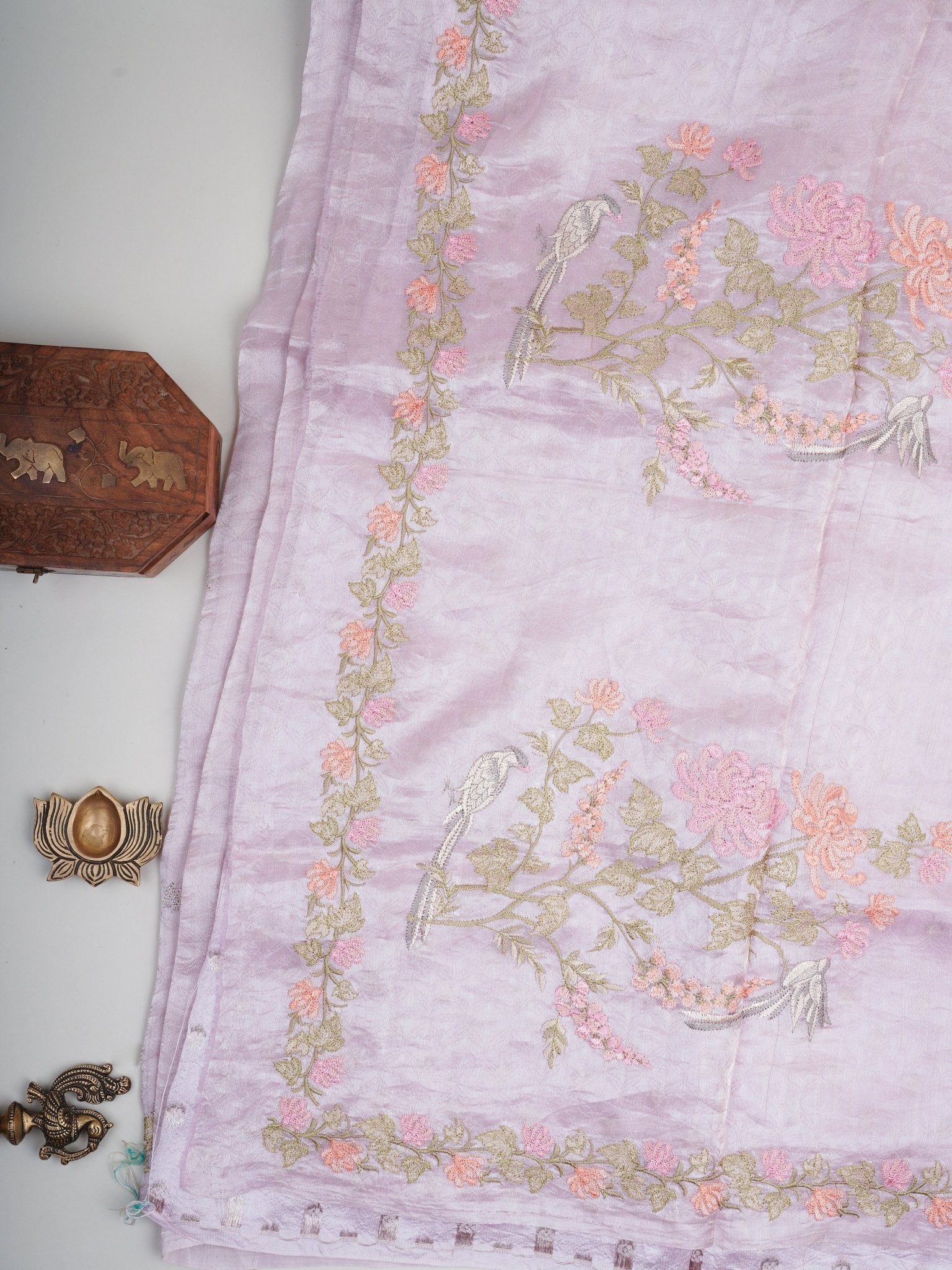 Katan Lilac Tissue Manoranjitham Weaves - Handloom Store