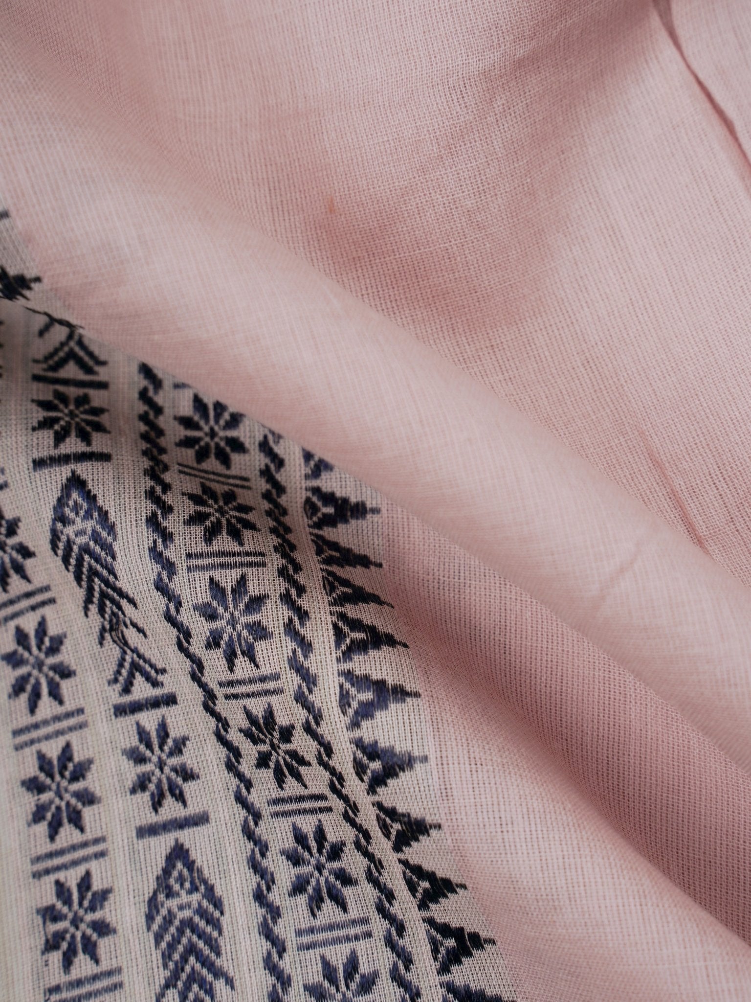 Handspun Cotton Peach Cream Handpsun Cotton Manoranjitham Weaves - Handloom Store