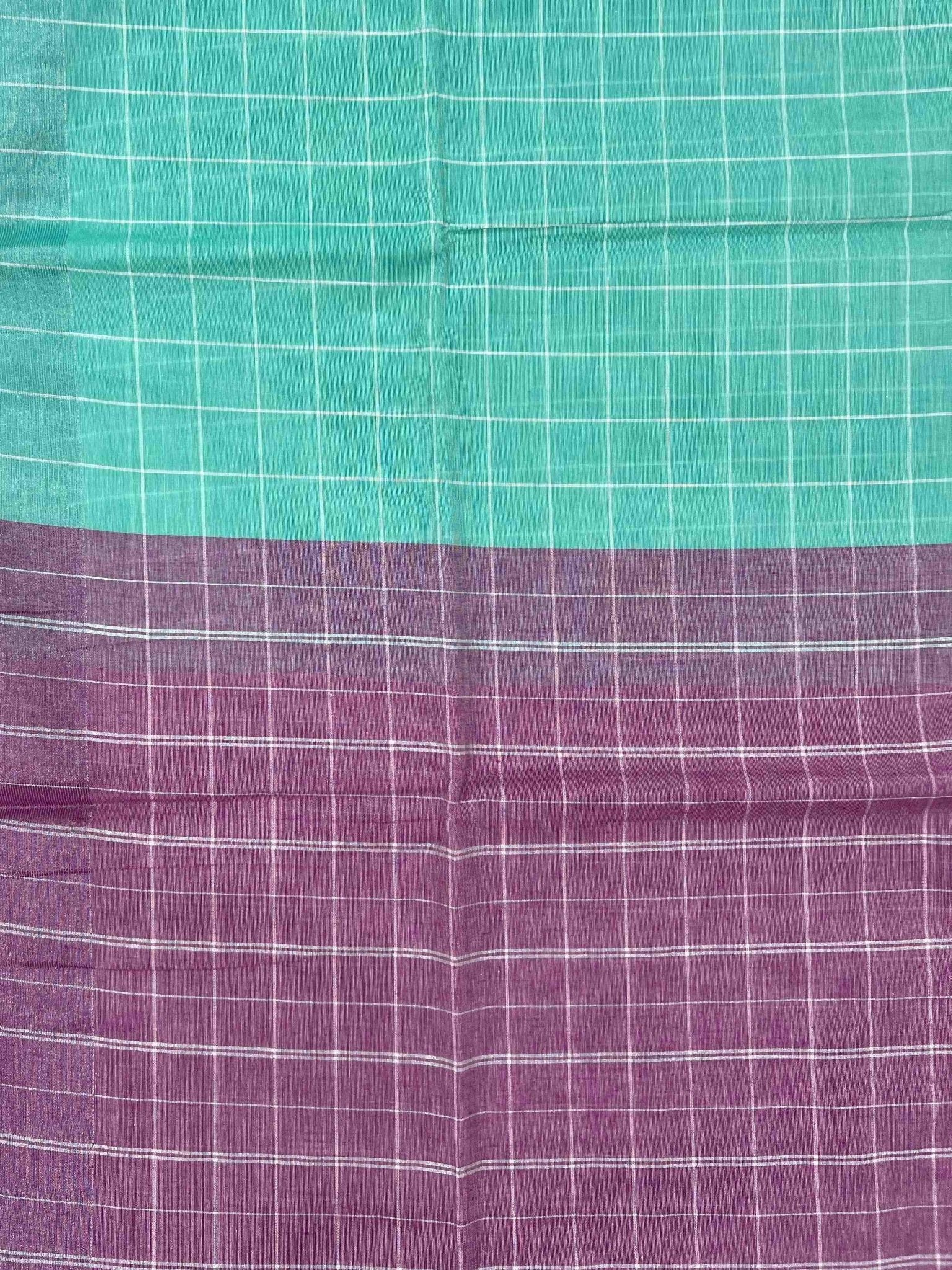 Bengal Cottons Turquoise 100% Pure Cotton Manoranjitham Weaves - Handloom Store