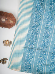 Satin Sea Blue  Semi Mushru Manoranjitham Weaves - Handloom Store