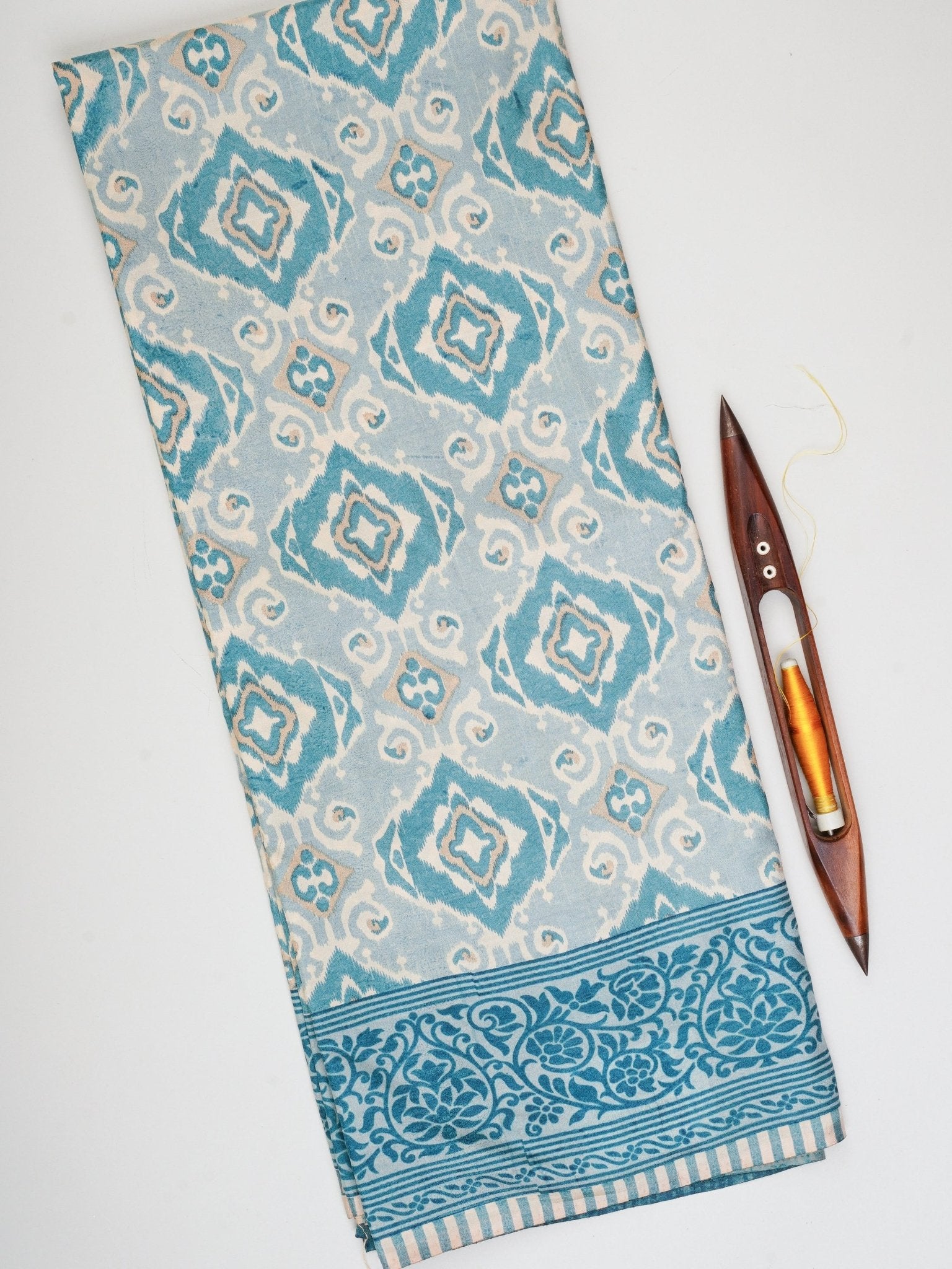 Satin Sea Blue  Semi Mushru Manoranjitham Weaves - Handloom Store