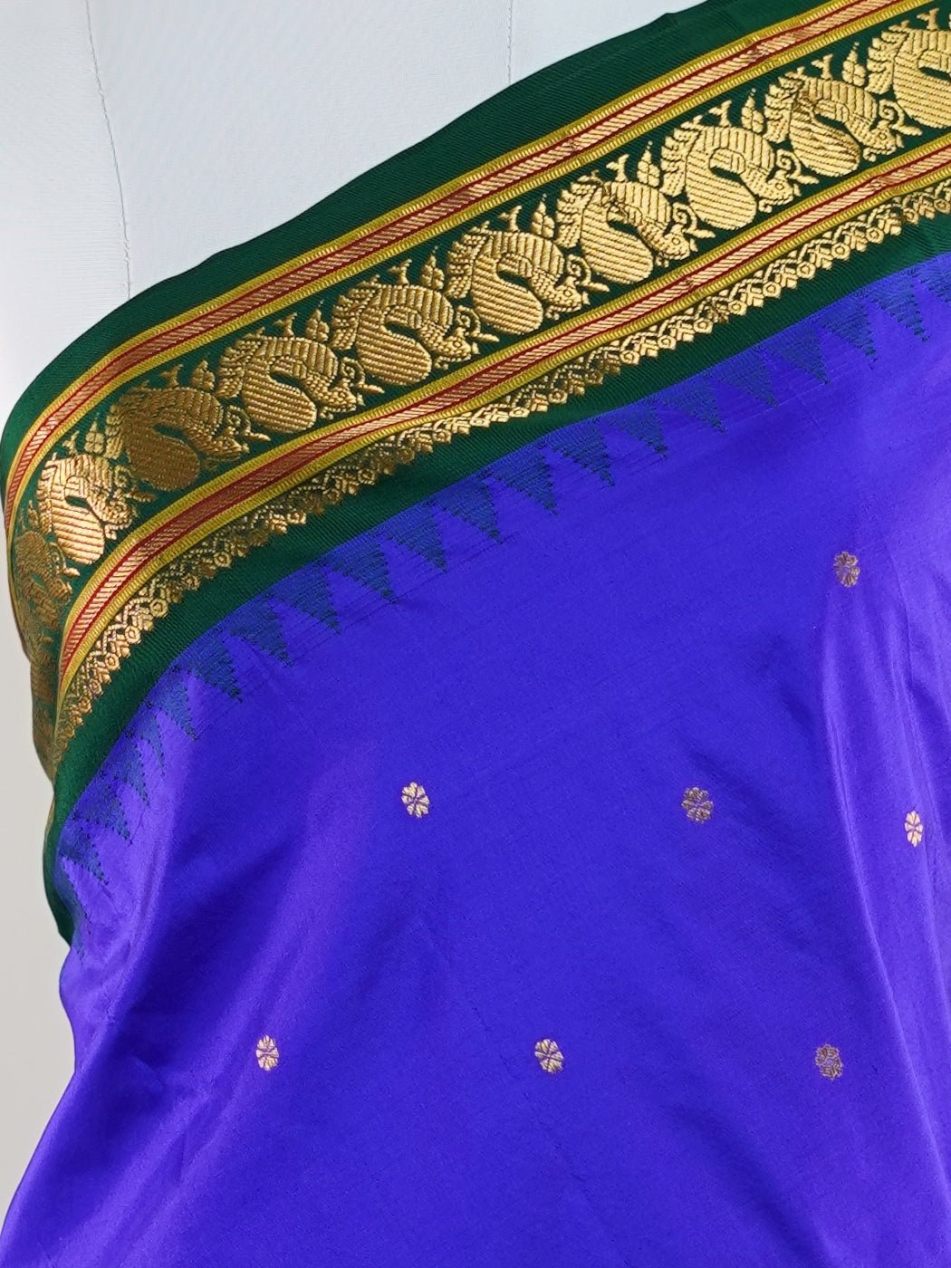 Narayanpet Blue 100% Pure Silk  - Manoranjitham Weaves - Handloom Store