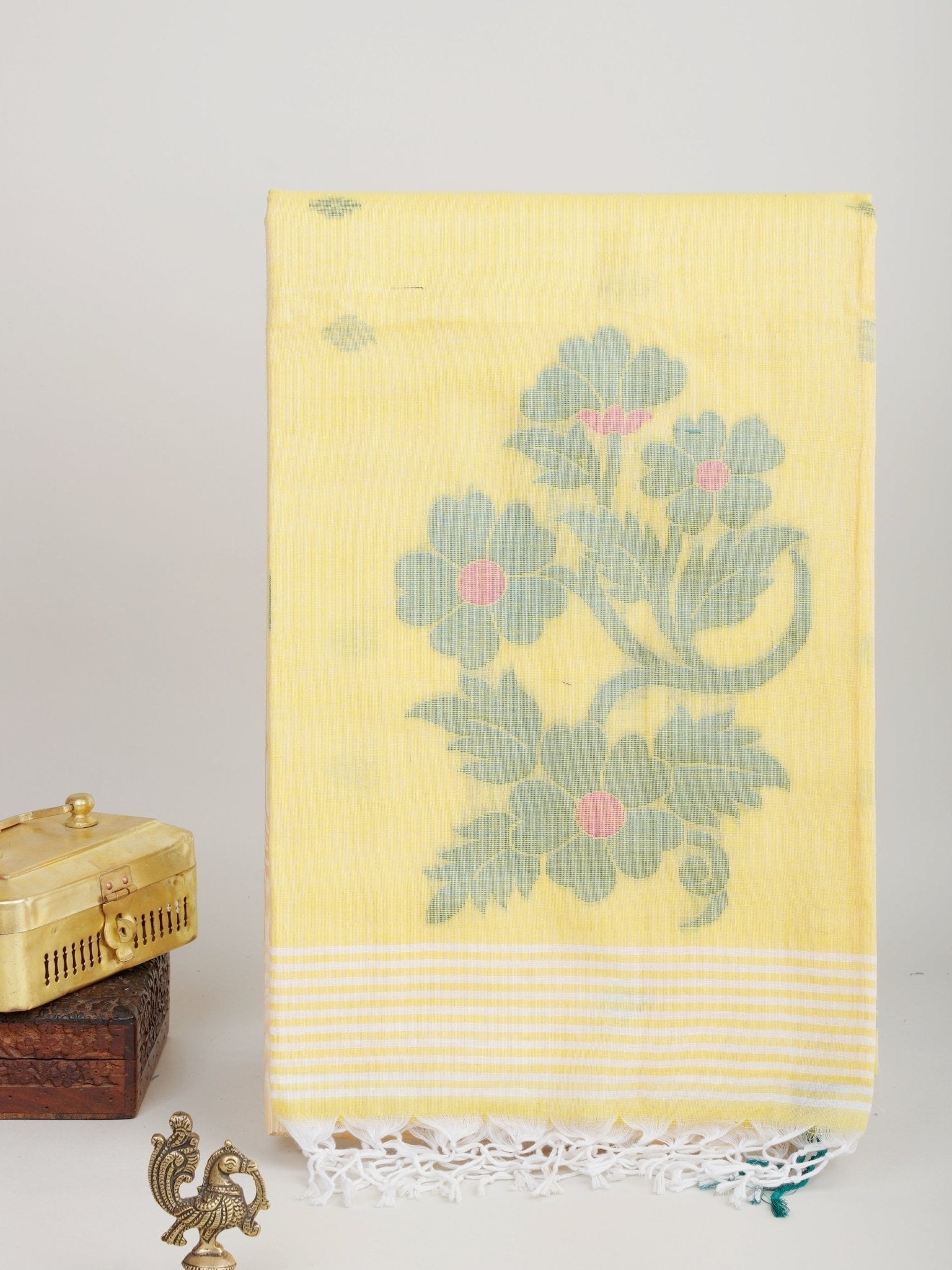 Cotton Yellow  100% Pure Cotton Manoranjitham Weaves - Handloom Store