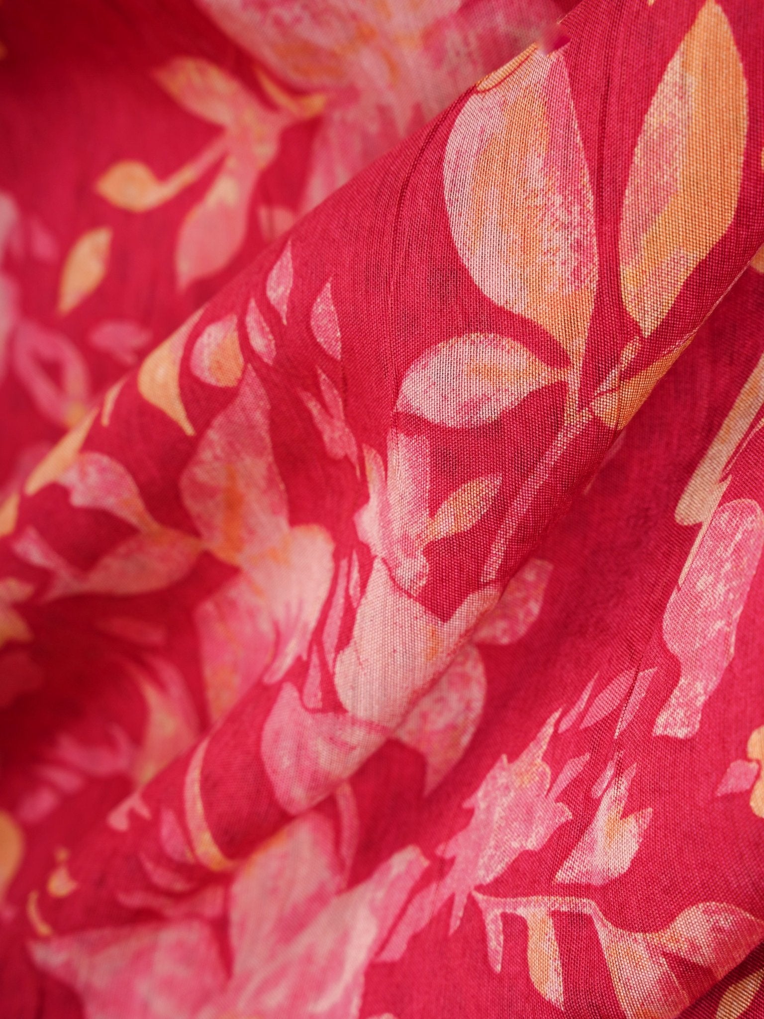 Satin Crimson Silk Cotton  Manoranjitham Weaves - Handloom Store