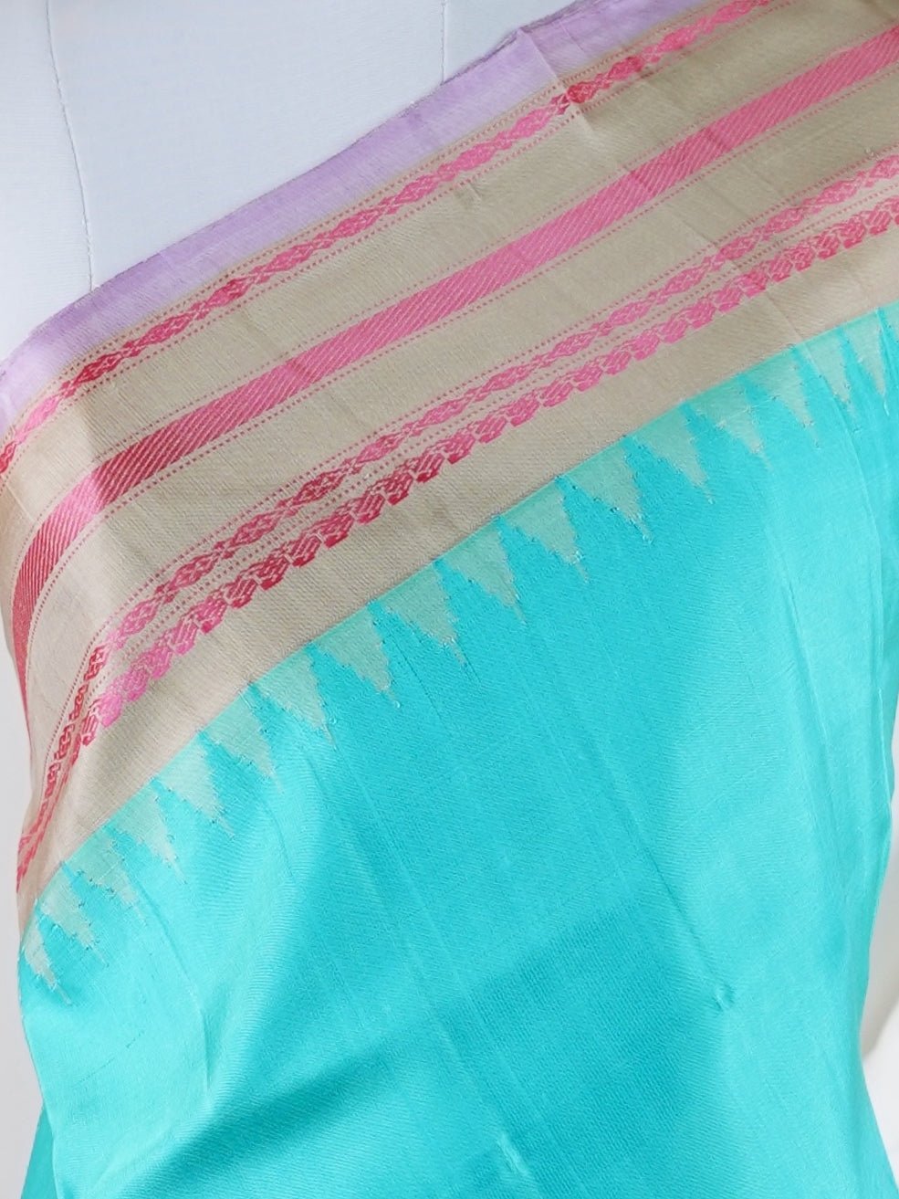 Gadwal Silk Blue 100% Pure Silk  - Manoranjitham Weaves - Handloom Store