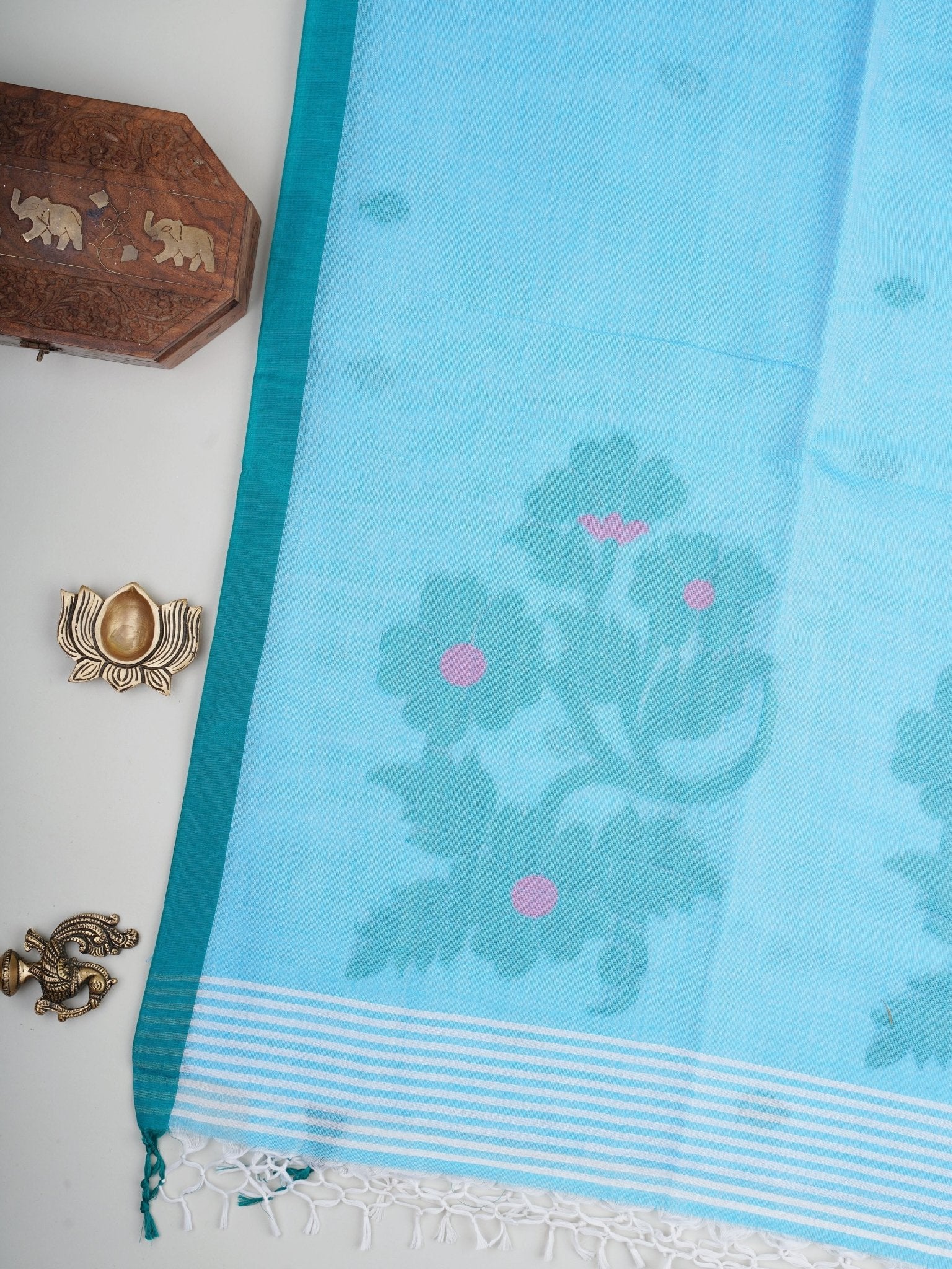 Cotton Blue 100% Pure Cotton Manoranjitham Weaves - Handloom Store