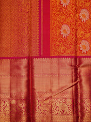 Kanchipuram Silk Orange  100% Pure Silk  Manoranjitham Weaves - Handloom Store