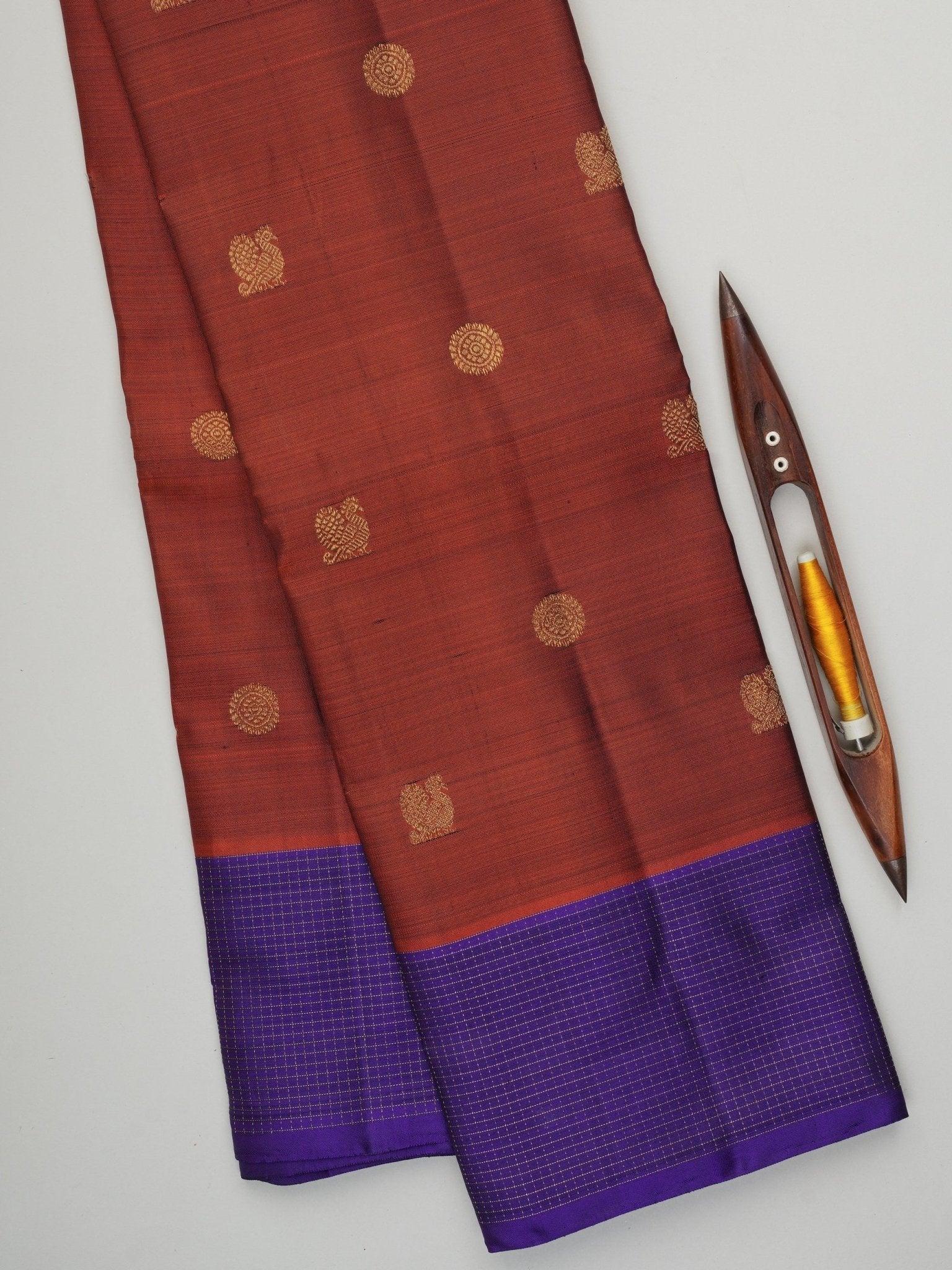 Kanchipuram Silk Brown 100% Pure Silk  Manoranjitham Weaves - Handloom Store