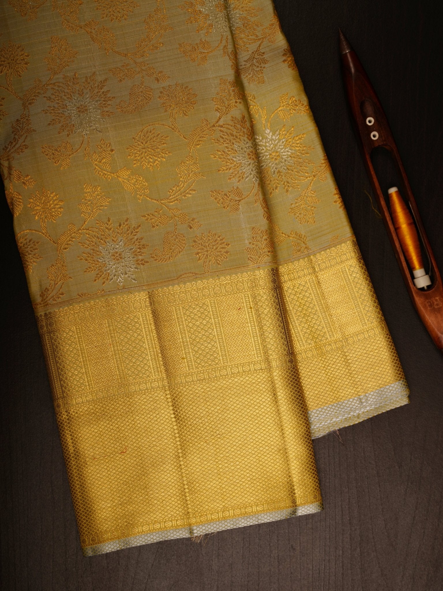 Kanchipuram Silk Light Yellow 100% Pure Silk  Manoranjitham Weaves - Handloom Store