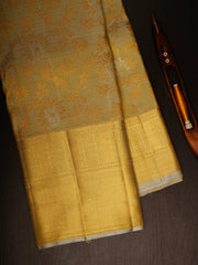Kanchipuram Silk Light Yellow 100% Pure Silk  Manoranjitham Weaves - Handloom Store