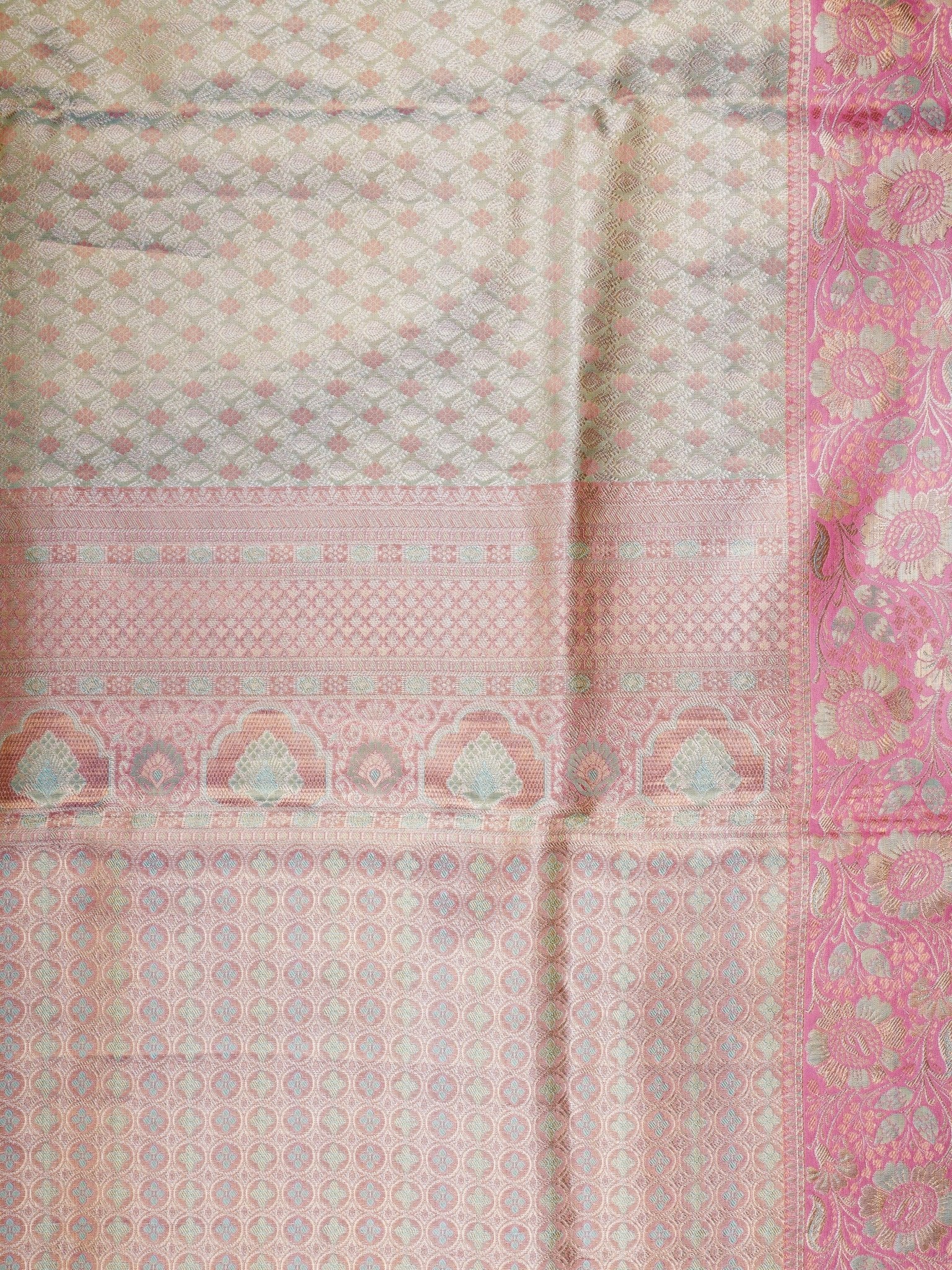 Kanchipuram Silk Peach 100% Pure Silk  Manoranjitham Weaves - Handloom Store