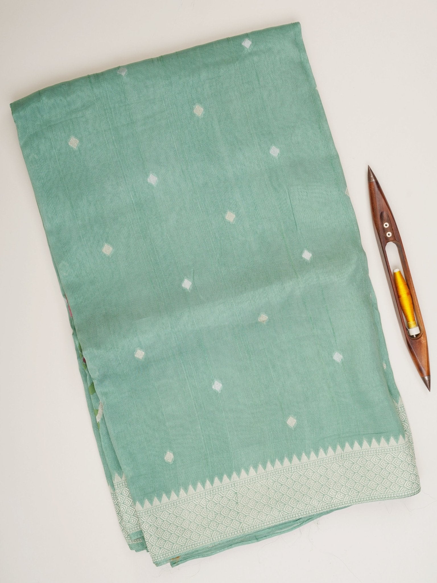 Georgette Sea Green Tussar Georgette - Manoranjitham Weaves - Handloom Store