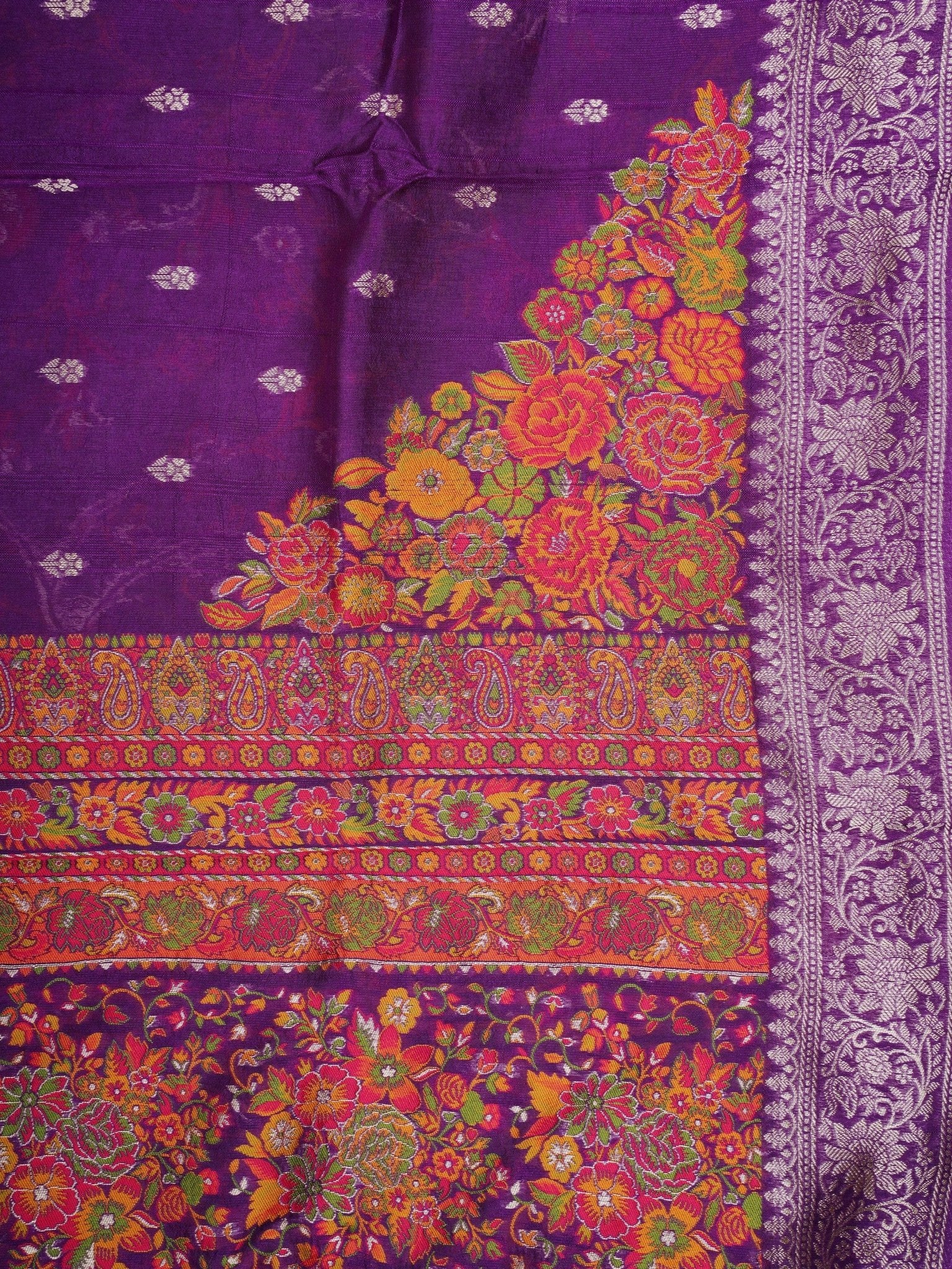Georgette Purple Tussar Georgette - Manoranjitham Weaves - Handloom Store