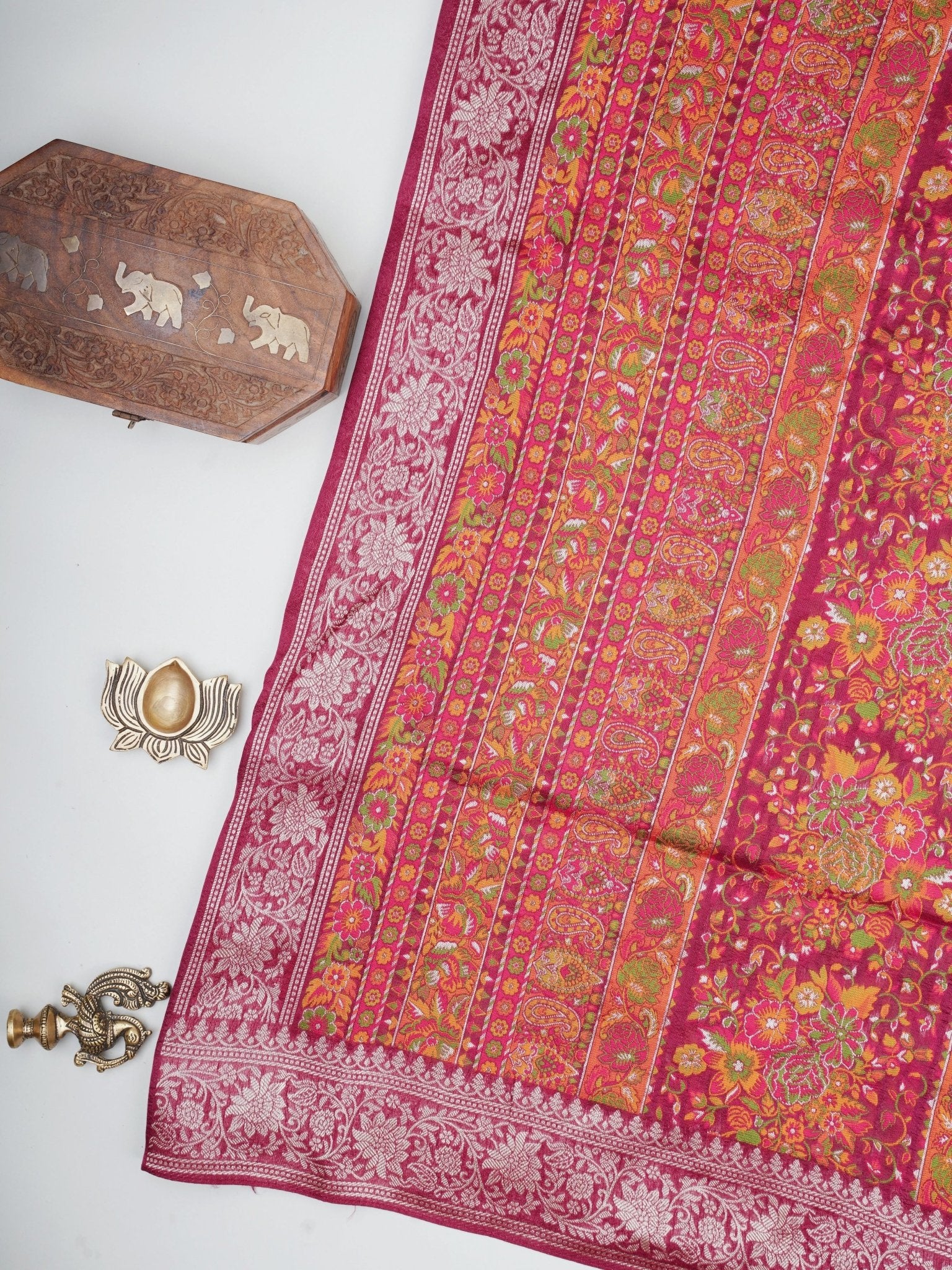 Georgette Maroon Tussar Georgette - Manoranjitham Weaves - Handloom Store