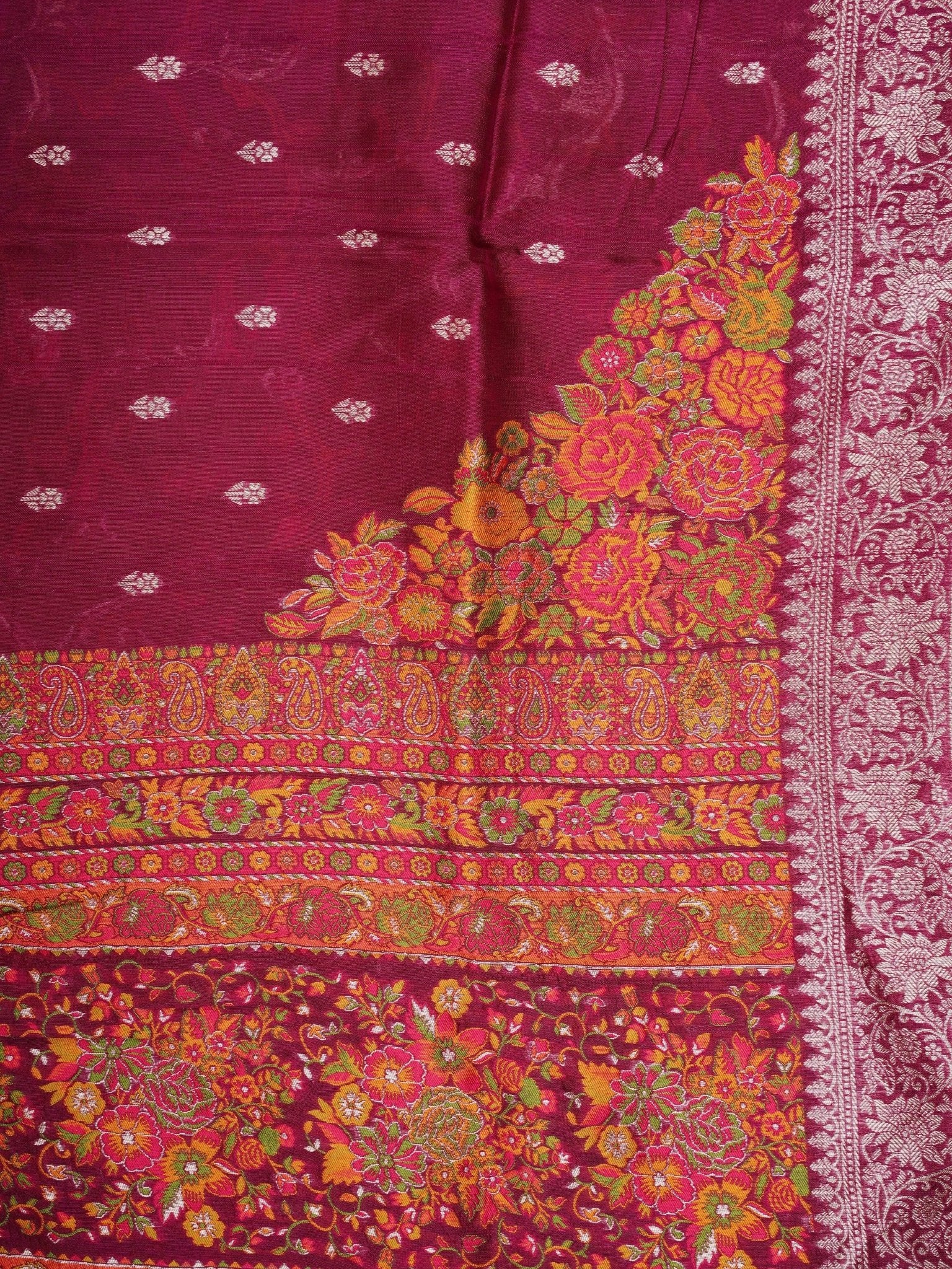 Georgette Maroon Tussar Georgette - Manoranjitham Weaves - Handloom Store