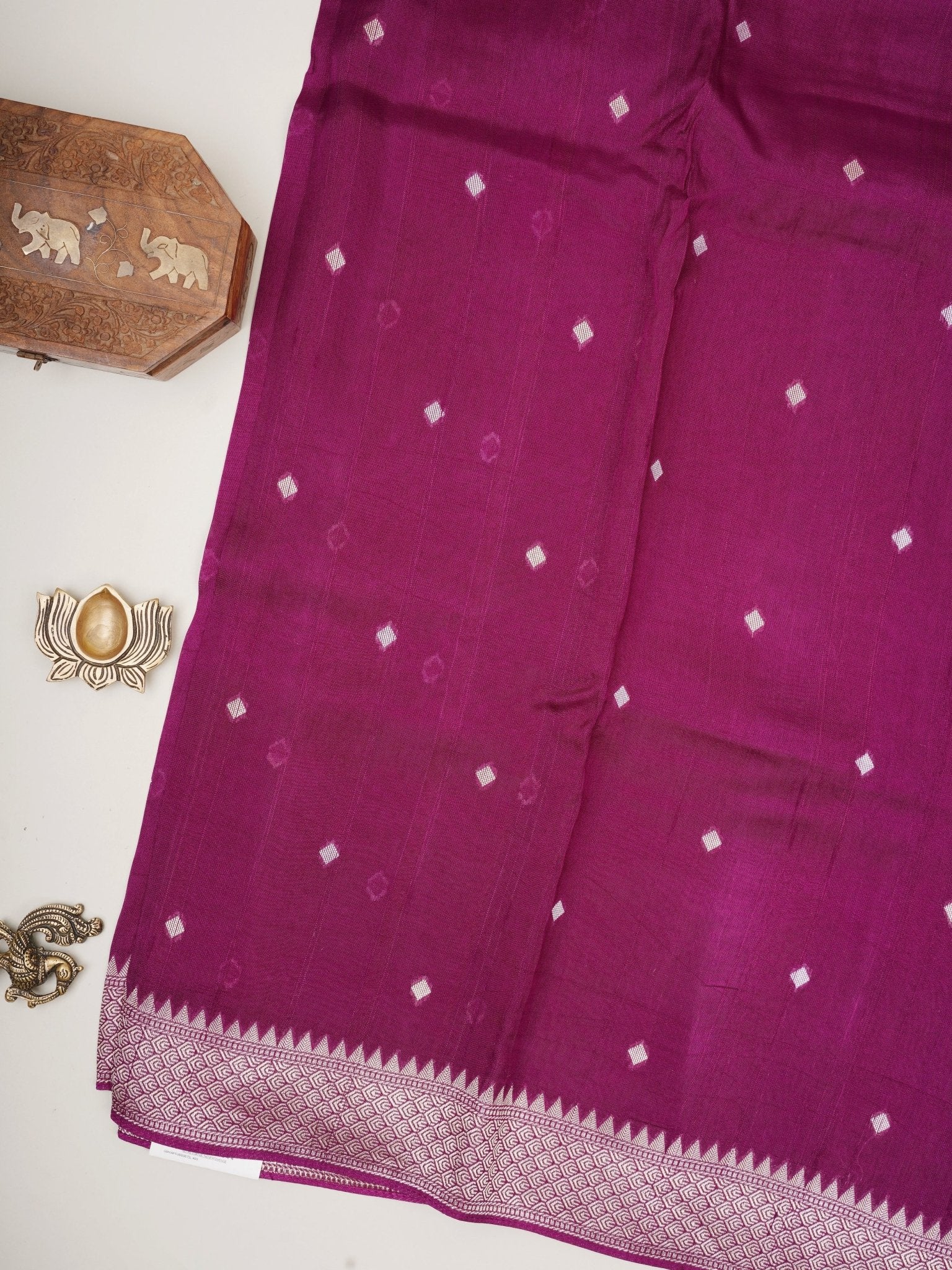 Georgette Violet Tussar Georgette - Manoranjitham Weaves - Handloom Store