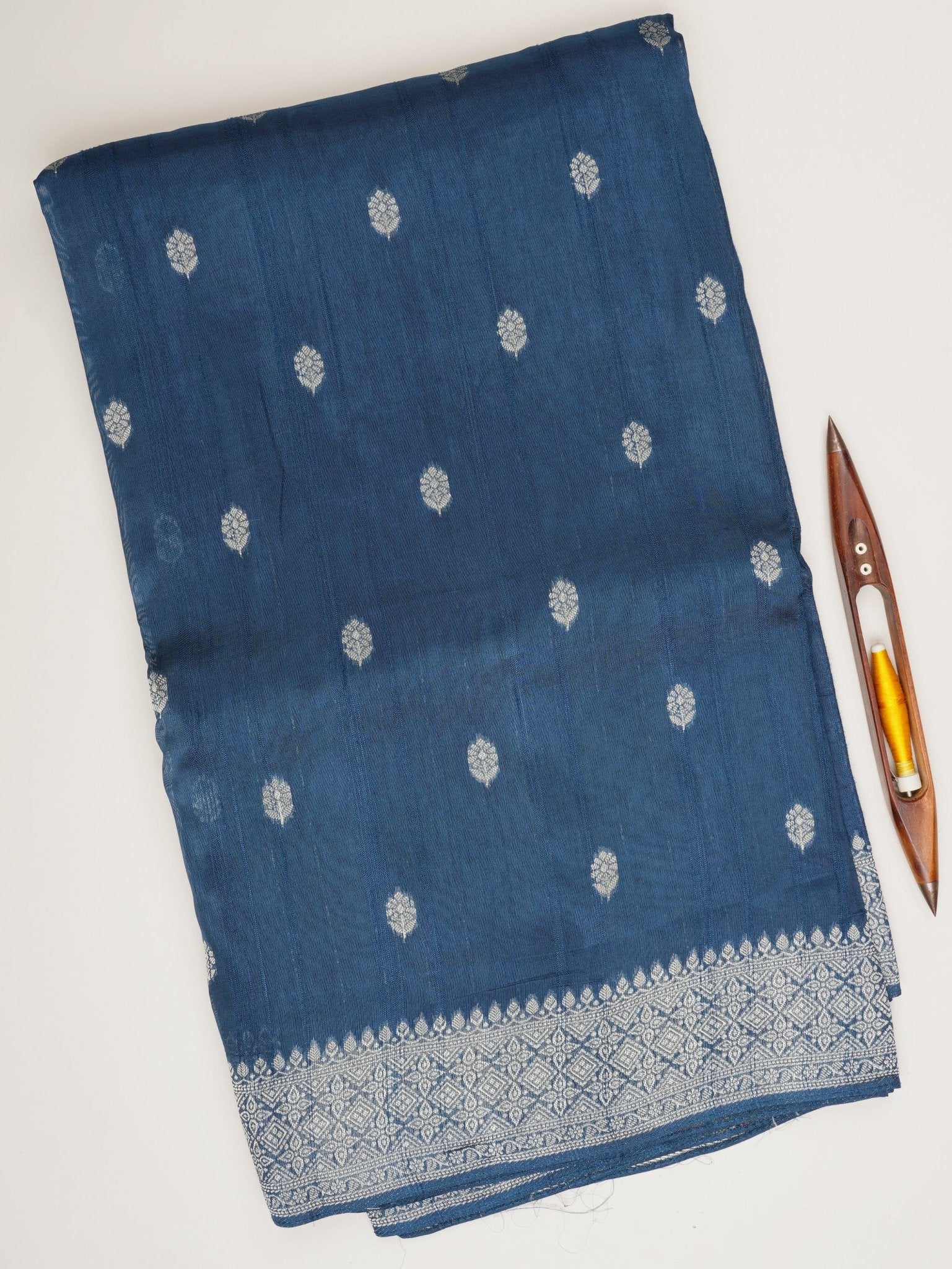 Georgette Blue Tussar Georgette - Manoranjitham Weaves - Handloom Store