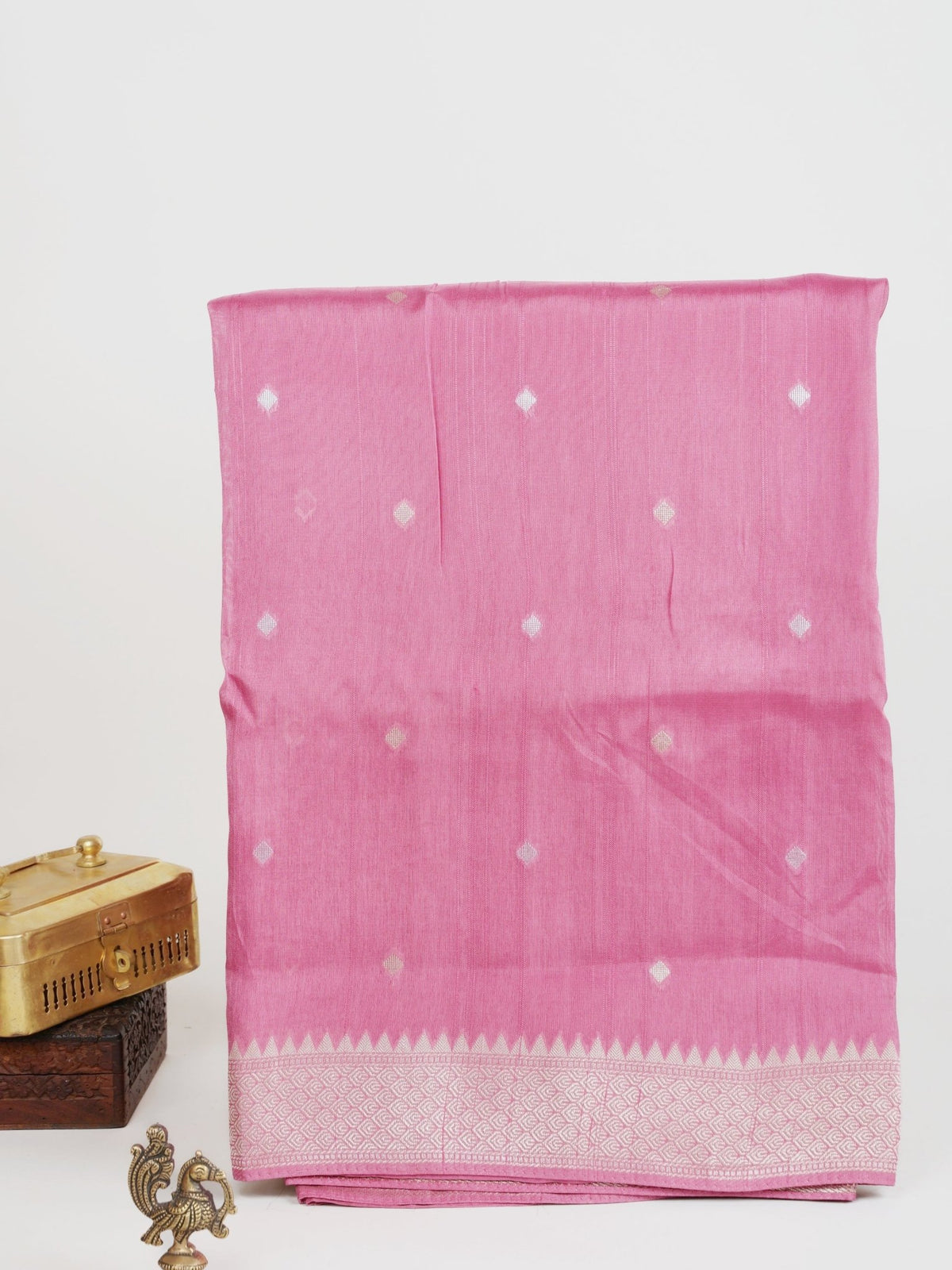 Georgette Baby Pink Tussar Georgette - Manoranjitham Weaves - Handloom Store