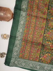 Georgette Green Tussar Georgette Manoranjitham Weaves - Handloom Store